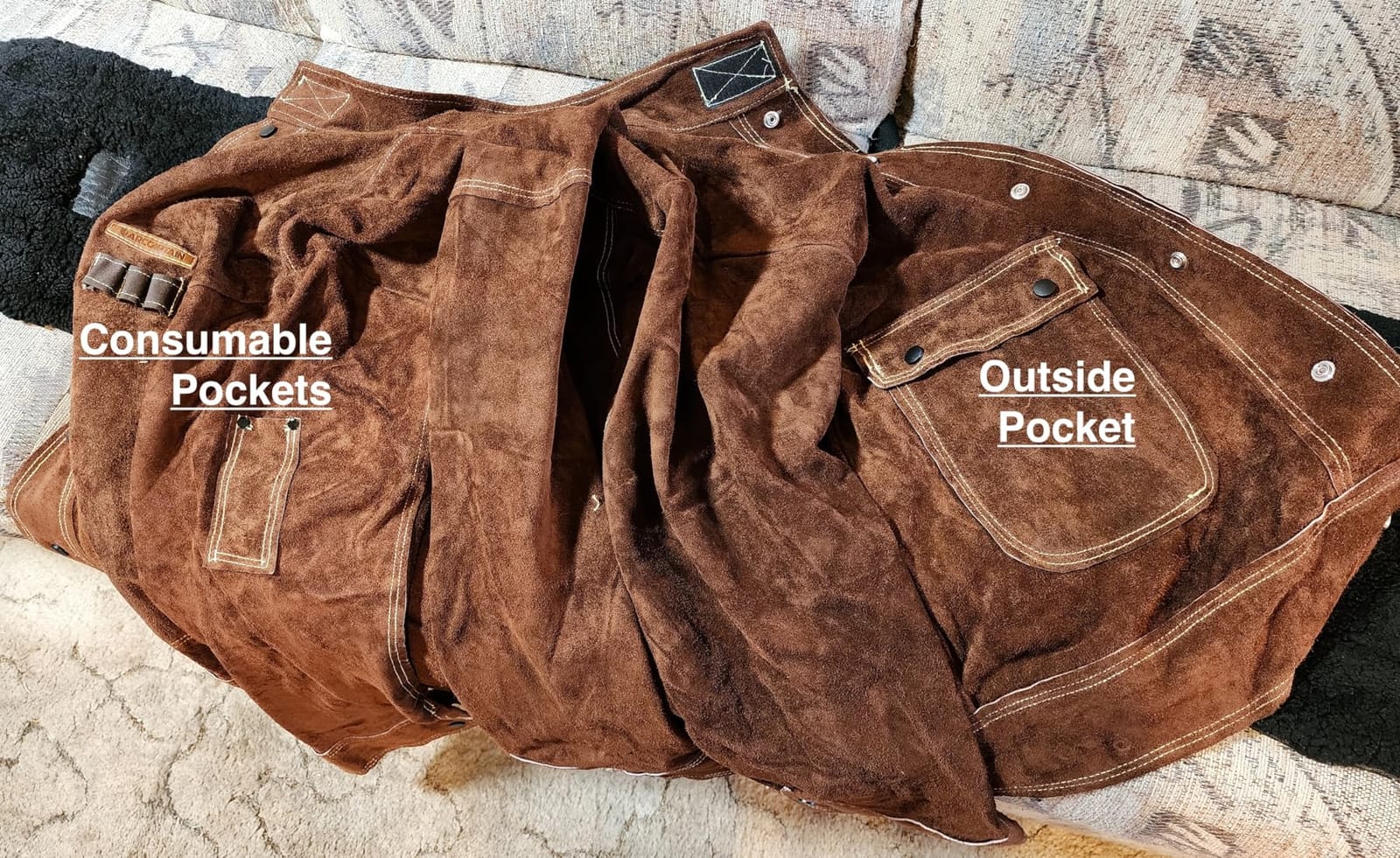 ARCCAPTAIN Leather Welding Jacket, FR Welder Jacket for Men Women | 100% Heavy Duty Cowhide Leather Welding Coat, Multiple Pockets, Upgraded Button, 2-Level Cuffs, 310g Flame Resistant Fabric customer photo 2