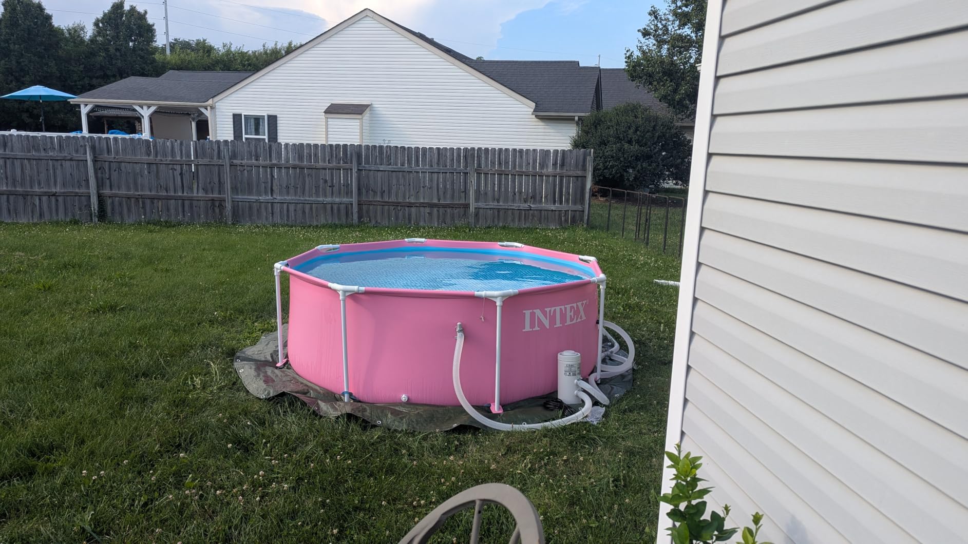 INTEX Metal Frame 8ft x 30in Round Above Ground Swimming Pool, Pink | 28290EP customer photo 2