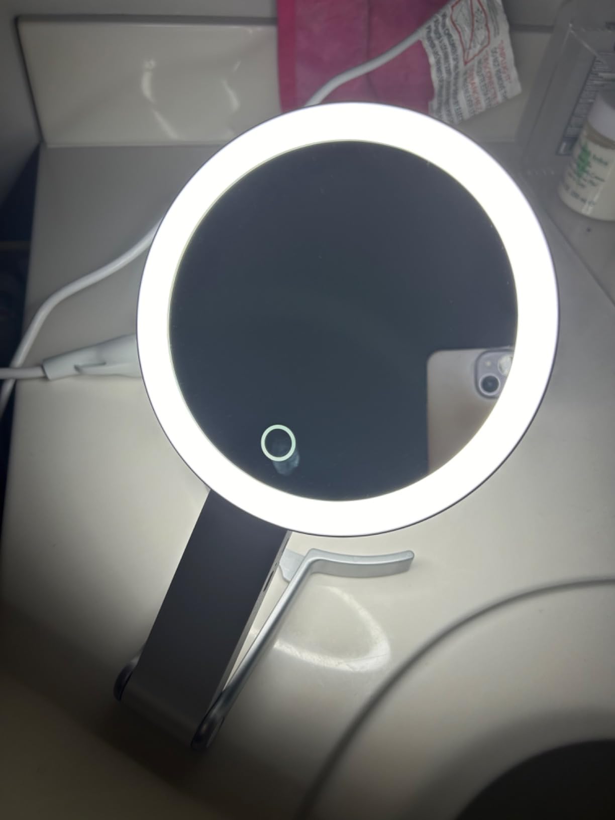 Lupow Lighted Makeup Vanity Mirror, 4 Magnifications, Rechargeable, Trifold customer photo 2