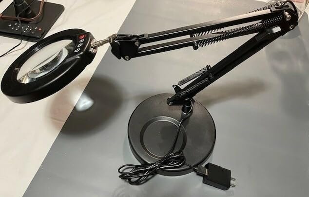 12X Magnifying Glass with Light and Clamp, Ultra Long 3 Section Swing Arm LED Desk Lamp, Real Glass Lens, 5 Color Modes Dimmable, Hands Free Lighted Magnifier with Stand for Repair Craft Close Work customer photo 1