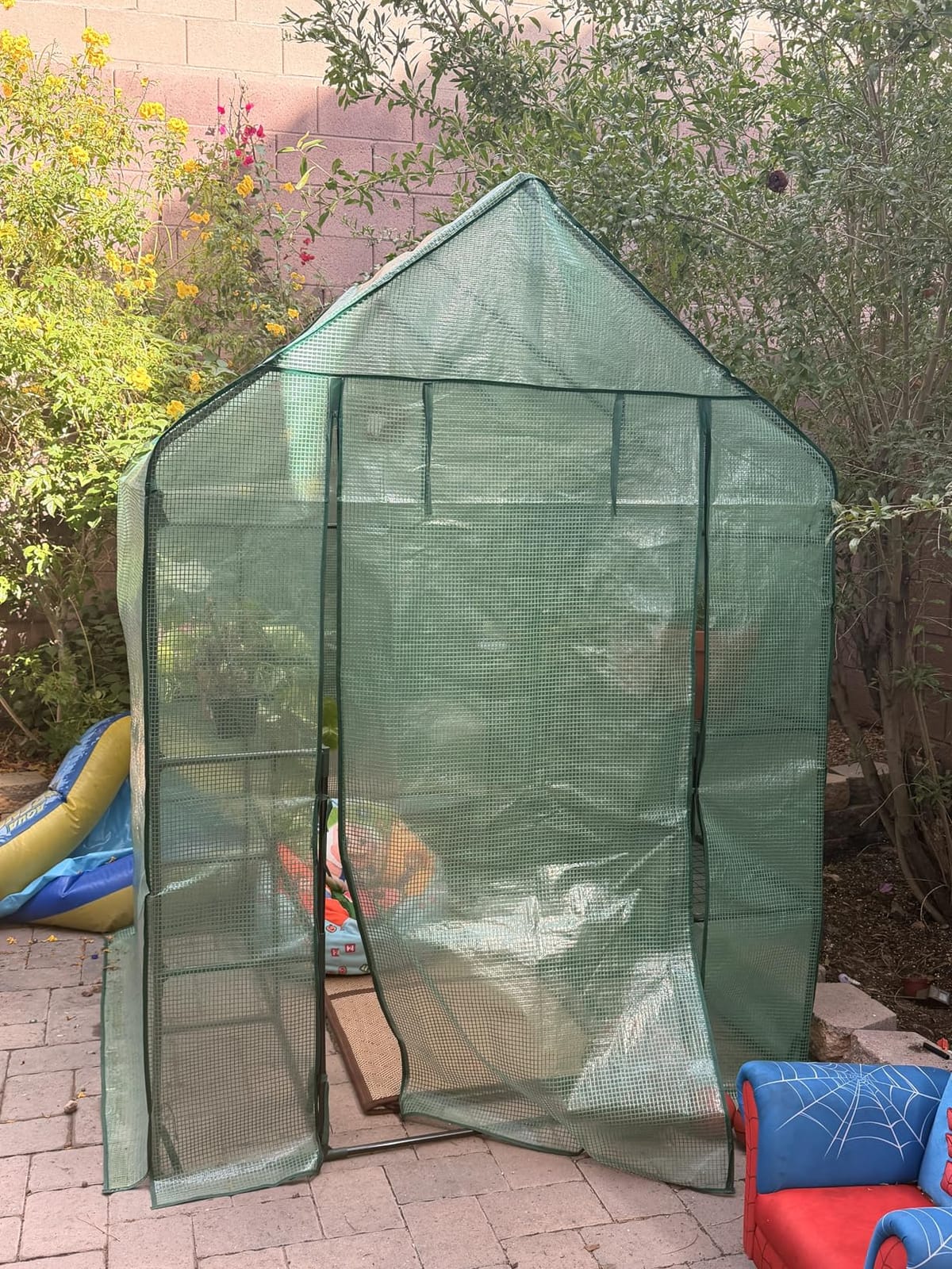 Small Greenhouse for Outdoors, Walk-in Plant Greenhouse with 4 Shelves | Portable Greenhouse Kit, Reinforced PE Cover, Steel Frame, Tool-Free Setup, Free Thermometer & Hygrometer for Seed Starting customer photo 1