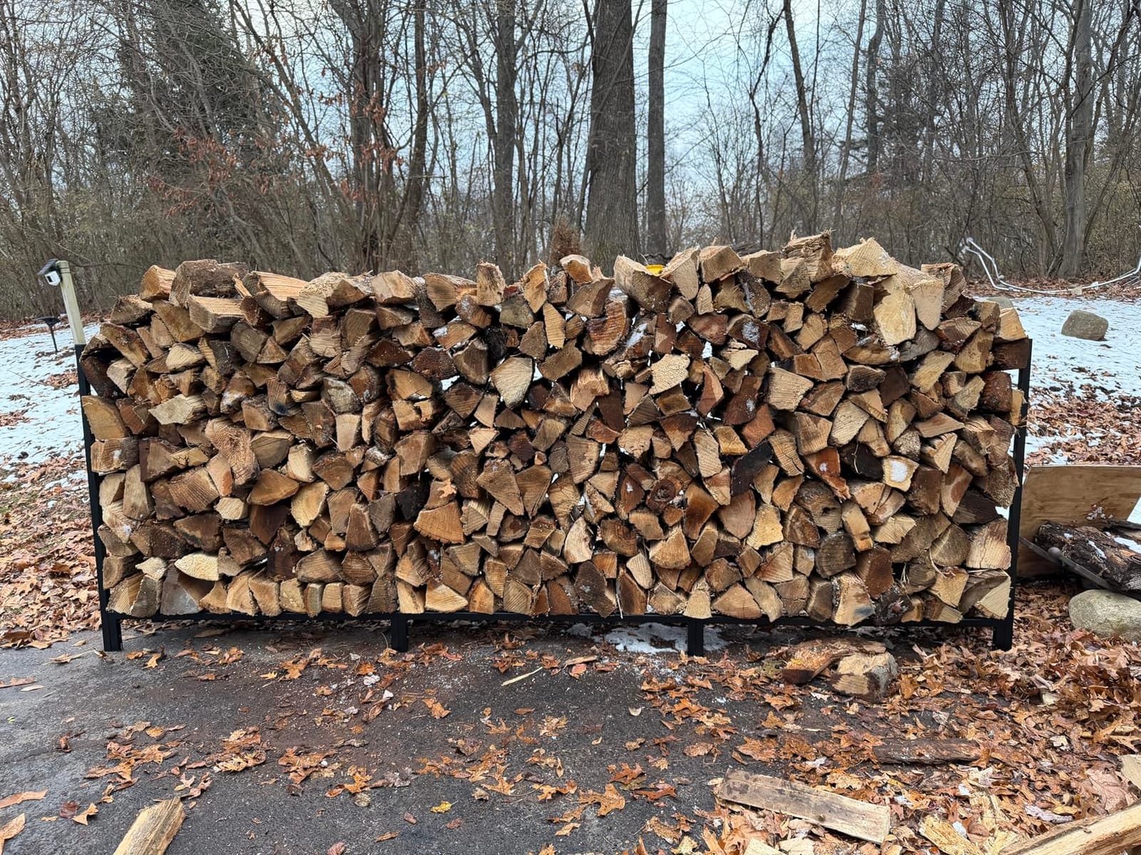 VIVOHOME Upgraded Heavy Duty 4 ft Firewood Rack Outdoor with Cover | 1/4 Cord Wood Rack Combo Set, Thick Steel Log Holder Up to 2645 lb, Fire Wood Pile Storage Stand Organizer Black customer photo 1