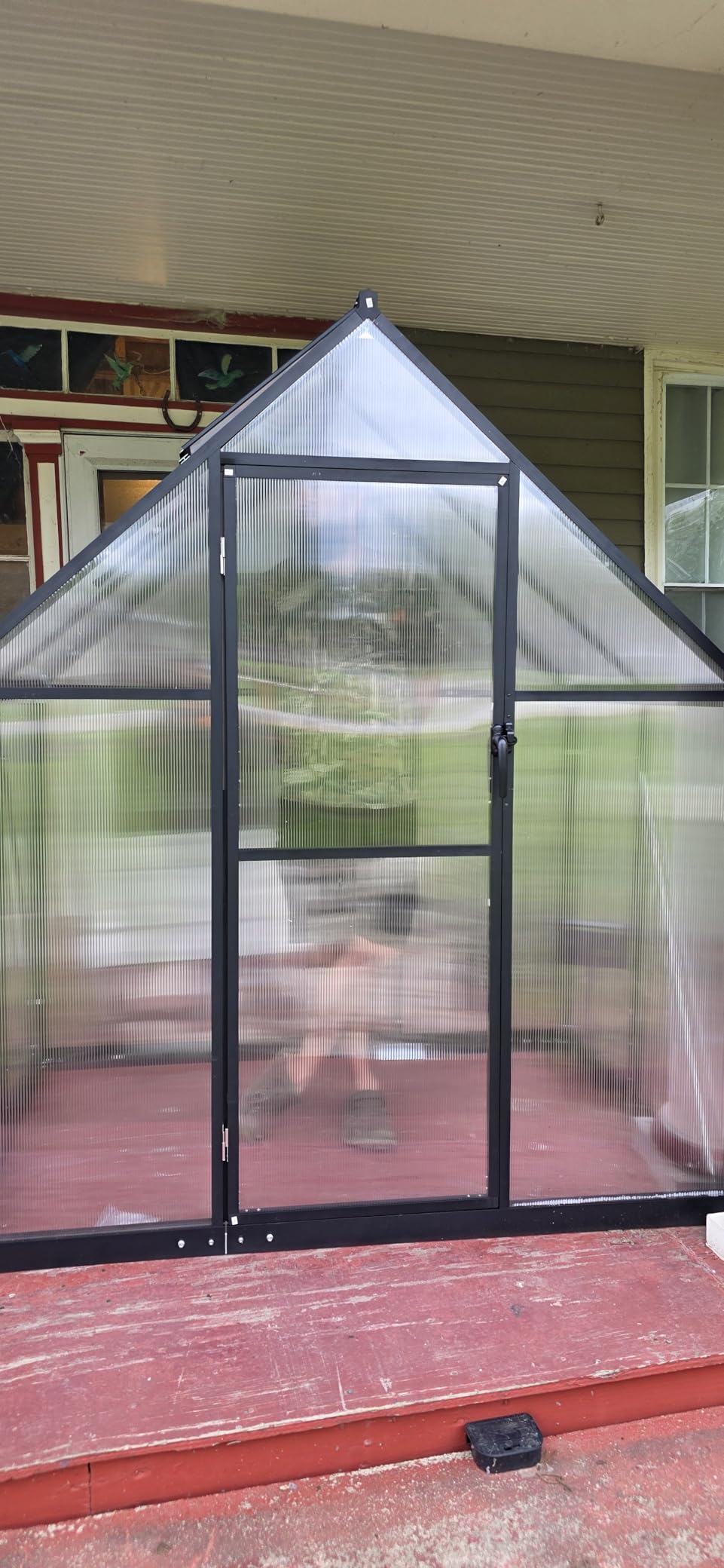6X4FT Greenhouse with Thermometers, Small Greenhouse for Outdoors | Polycarbonate Green House for Outside with Lockable Hinged Door, Easy Assembly Walk-in Greenhouse with Roof Vent for Backyard customer photo 1