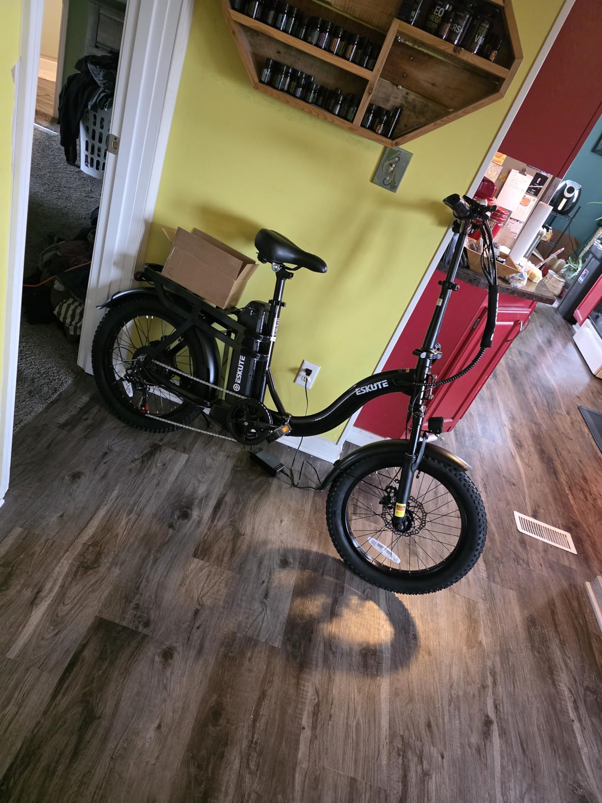 ESKUTE Electric Bike for Adults – 1200W Peak Motor, Folding 20x3 Fat Tire E‑Bike, 48V 13Ah Battery, Step‑Through Cargo Fold Ebike, NFC Unlock, 20+ MPH, 7‑Speed, Up to 55 Miles customer photo 1