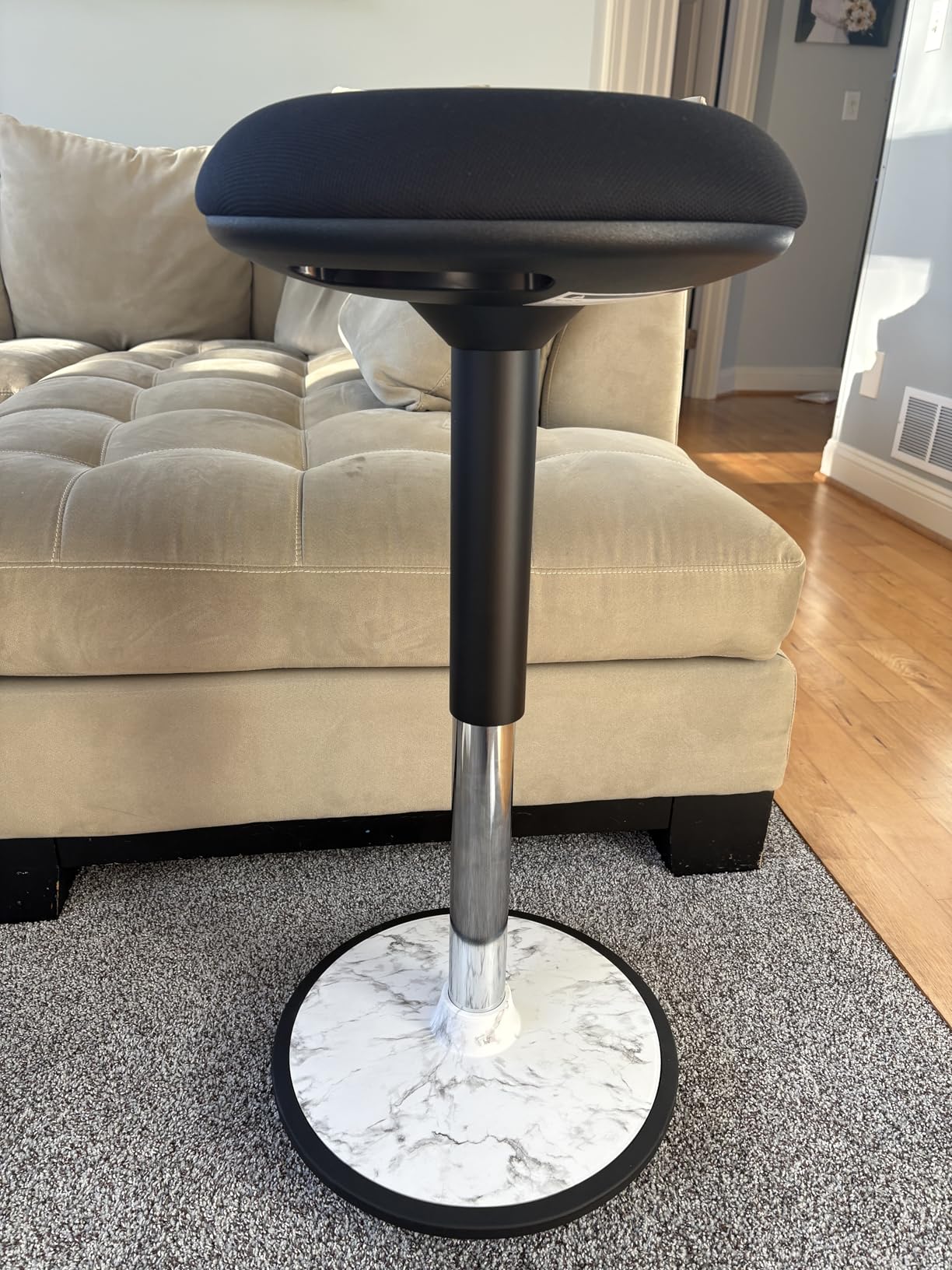 Adult Wobble Stool - Anti-Fatigue Standing Desk Stool with 360° Rocking Non-Slip Curved Base, Height Adjustable 22-32 Inch Standing Chair for Home & Office, Walnut customer photo 1