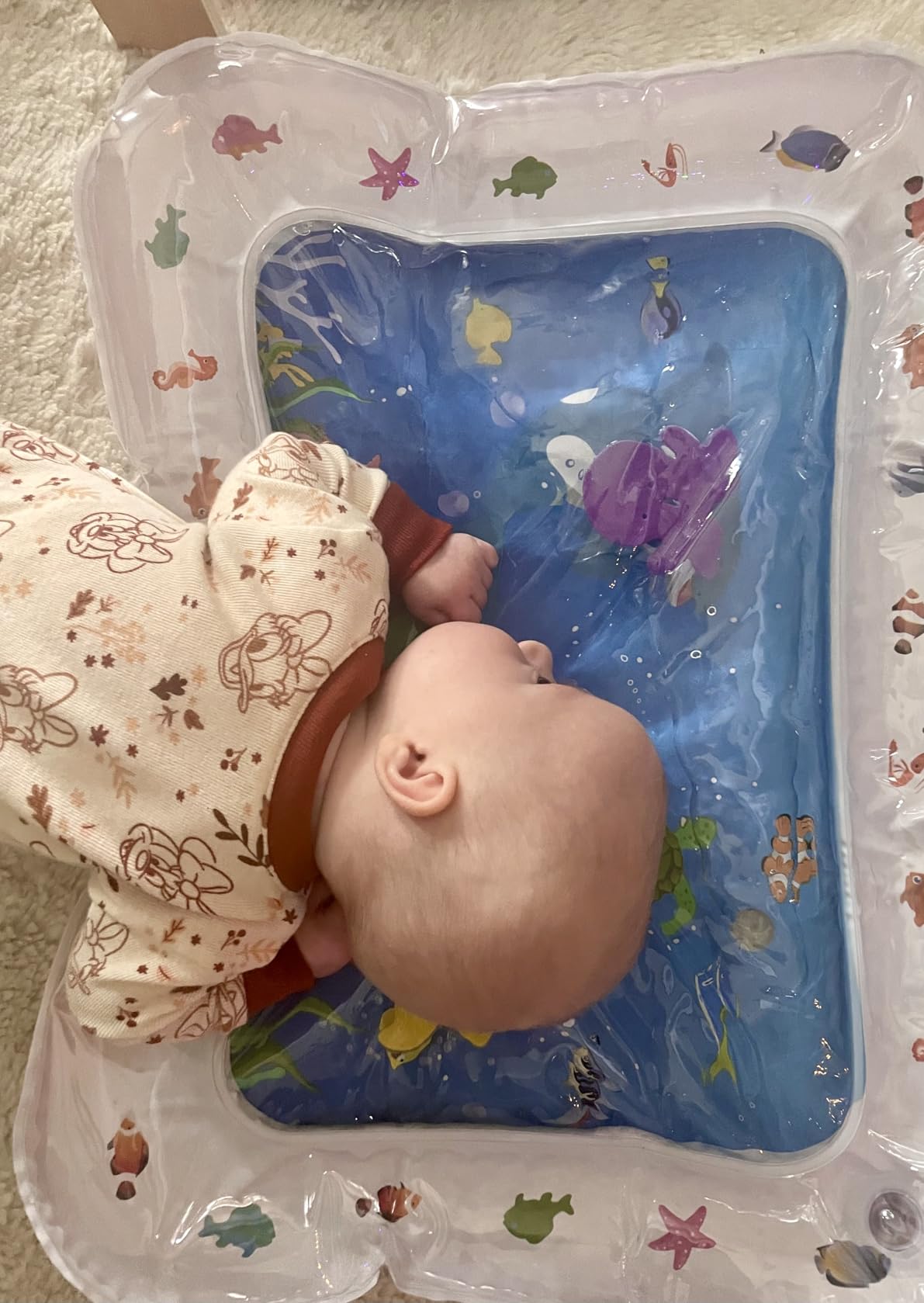 Tummy Time Water Mat - Inflatable Water Play Pad for Babies - Sensory Tummy Time Mat for Floor Play - 100% BPA-Free & Leakproof - Baby, Infants 3-12 Months customer photo 1