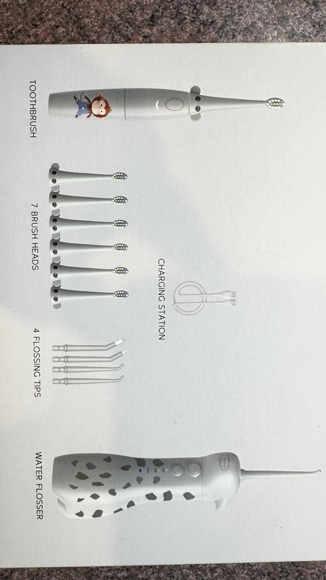 Kids Water Flosser & Electric Toothbrush Combo for Ages 6-12,Children Oral Irrigator with 3 Gentle Modes & 2 Sonic Modes,Braces-Friendly Dental Kit for Boys & Girls (Giraffe & Monkey Design) customer photo 2