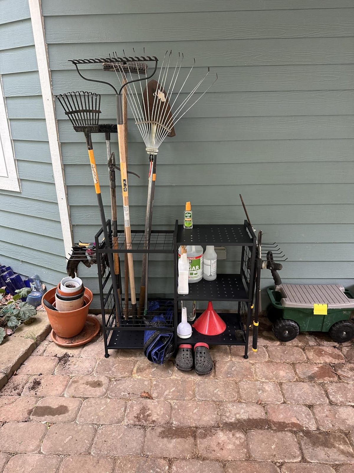 Garden Tool Organizer with Wheels for Garage and Shed, Spacious Tool Storage, Multi-Tier Design with Side Hooks for Rakes, Shovels, Brooms, and Yard Tools Rolling Cart customer photo 2