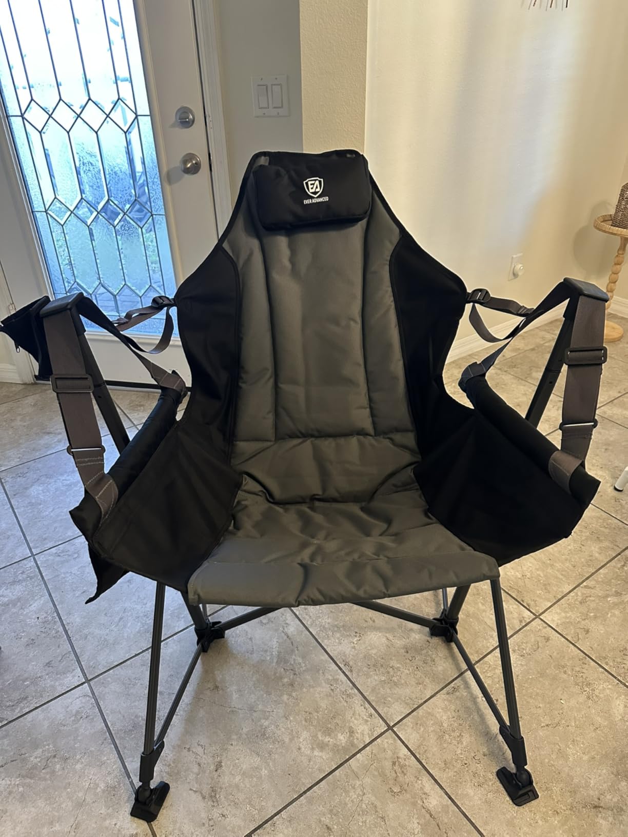 EVER ADVANCED Padded Oversized Hammock Camping Chair, Compact Heavy Duty Swing Chair with Multi-Storage Pockets, Portable Folding Rocking Camping Chair, Support Up to 400lbs customer photo 1