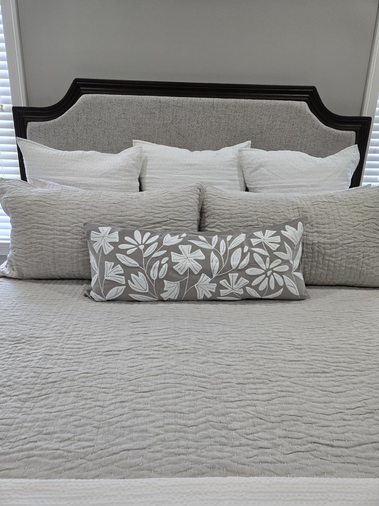 BlissBlush Long Lumbar Pillow Cover 14x36 Indoor Outdoor, Jute Inspired Floral Tufted Accent Oversize Throw Pillowcase for Patio Bed Bedroom, Cover Only customer photo 1