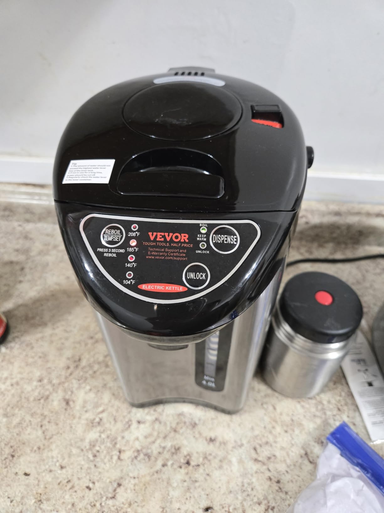 VEVOR Hot Water Dispenser, Adjustable 4 Temperatures Water Boiler and Warmer, 304 Stainless Steel Countertop Water Heater, 3-Way Dispense for Tea, Coffee and Baby Formula, 4L/135 oz customer photo 1
