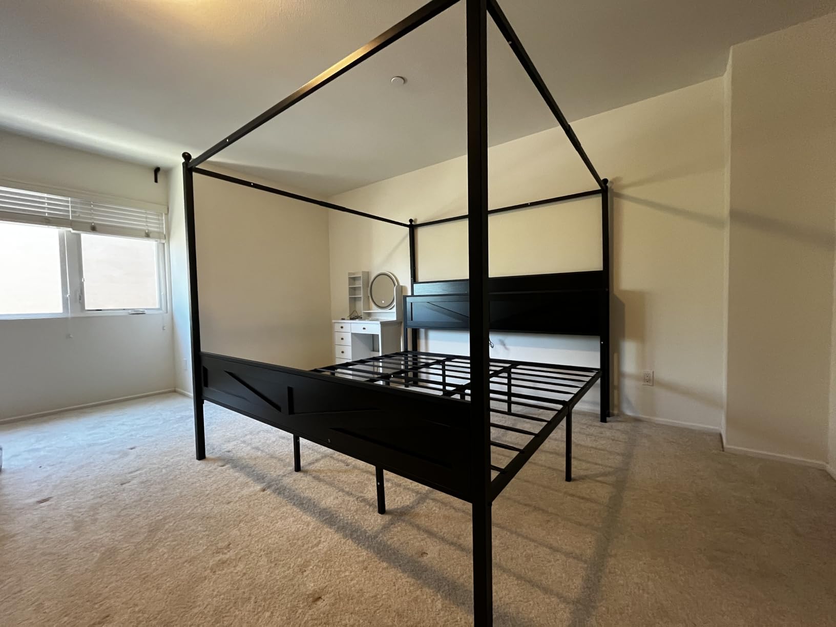 Canopy Bed Frame Full Size with Storage Headboard, Black customer photo 1