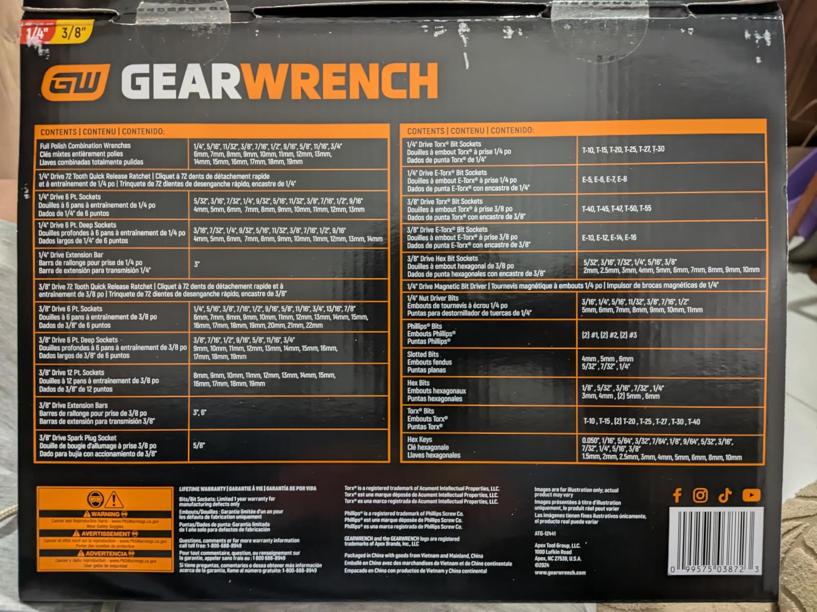 GEARWRENCH 232 Piece 72T 6 & 12 Pt SAE/mm Mechanics Tool Set | GW72LLCBMTS customer photo 2