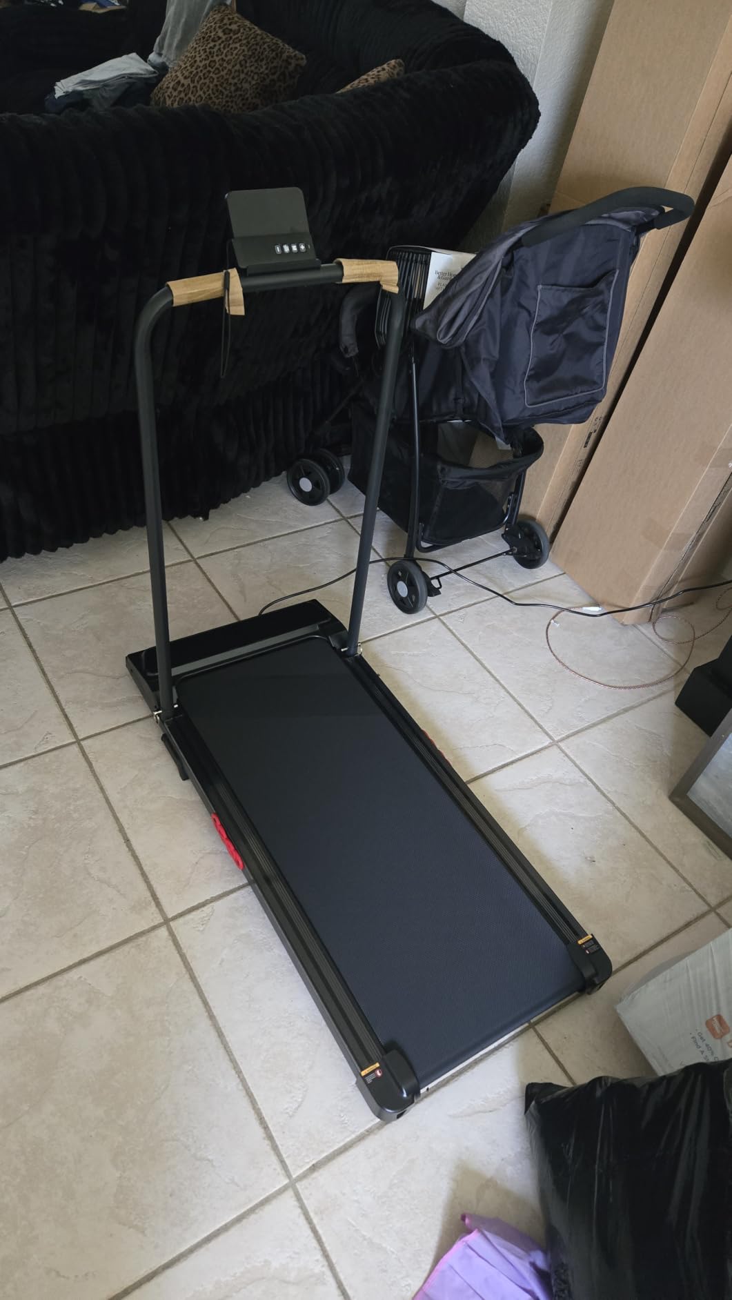 KASSADIN Electric Treadmill for Home Small, Walking Pad with Handle Bar, 3.5HP Portable Mini Treadmill for Home Exercising, Small Walking Pad Treadmill with Handle Bar and Incline, 0.6-10MPH, 400LBS customer photo 2