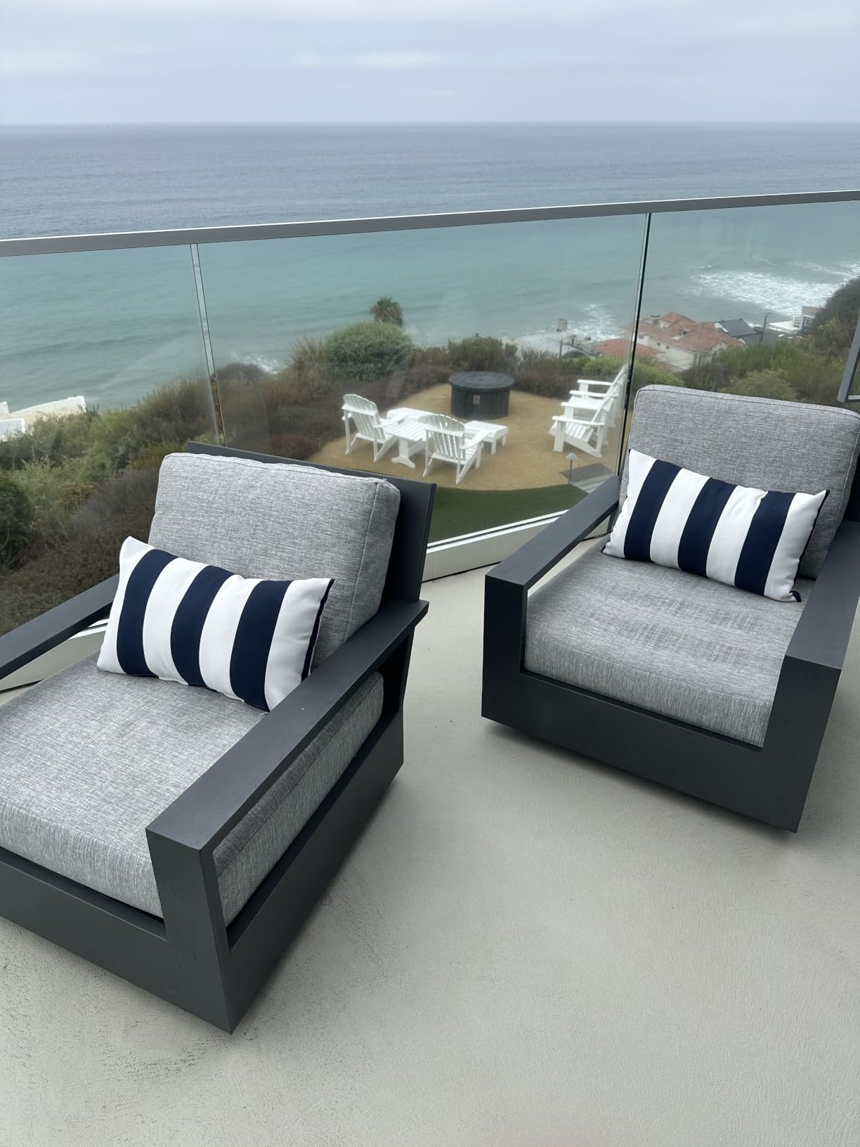 DYTXIII Pack of 2 Waterproof Outdoor Lumbar Pillow with Inserts, 12x20 in Rectangle Decorative Patio Throw Pillow for Home, Sofa,Bench and Patio Furniture, Vines Navy customer photo 1