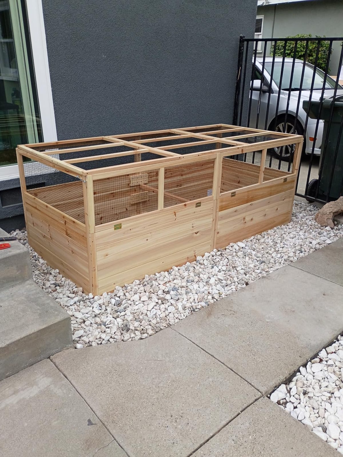 AMERLIFE U-Shape Raised Garden Bed,13 Grids Wooden Planter with Proof Fence | 7.5x17x6Ft Raised Beds for Gardening with Divided Grid Design, Lockable Door, Open Bottom, Easy Assembly for Planting customer photo 2