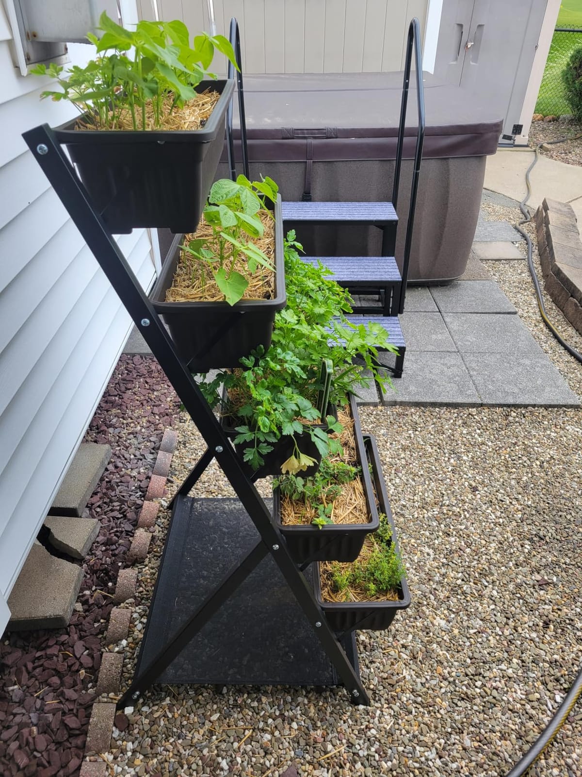 5-Tier Vertical Garden Bed Planter Boxes with Drainage System & Storage Space, Freestanding Vertical Garden Planter with 5 S-Hooks for Plants Vegetables Flowers Herbs in Garden Patio Yard customer photo 2