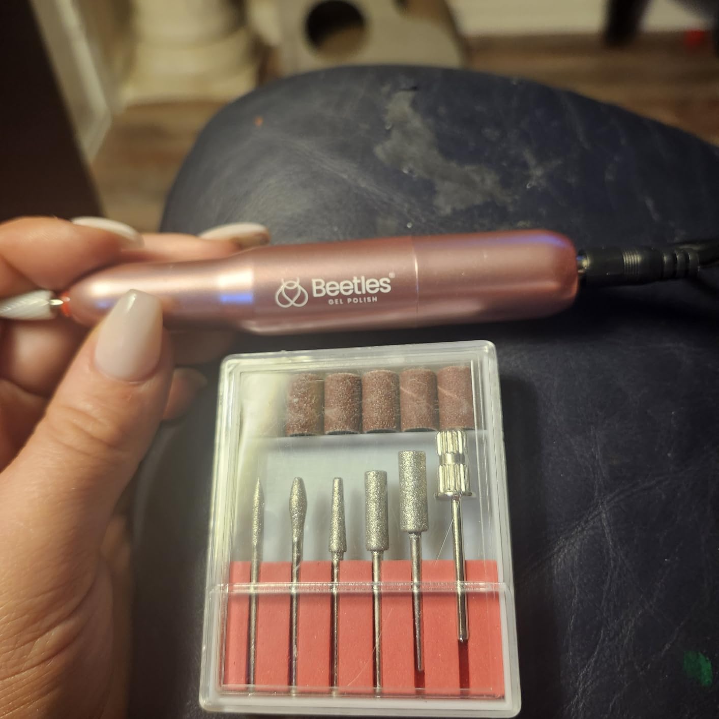 Beetles Electric Nail Drill Kit, 7 Drill Bit 0-12000 RPM Electric Nail File | Nail File Drill for Nail Extensions Gel Polish Removal, Prep Cuticle Care Drill Nails Machine, DIY Manicure Pedicure Tools customer photo 1