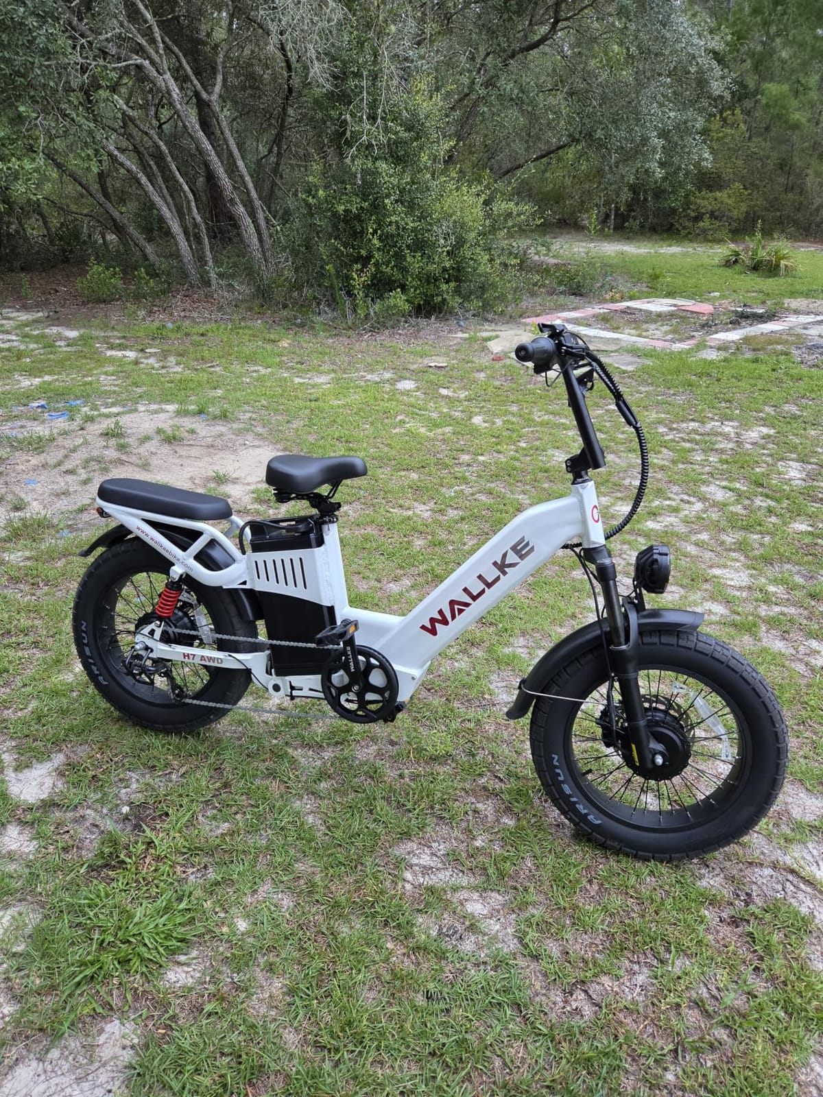 Wallke H7 AWD Dual Motor Electric Bike for Adults 4000W, 48V 40Ah Removable Battery, 38MPH Fast Fat Tire All Terrain Ebike, 7 Speed Full Suspension Stepthru E-Bicycle for Women Men, UL2849 Certified customer photo 1