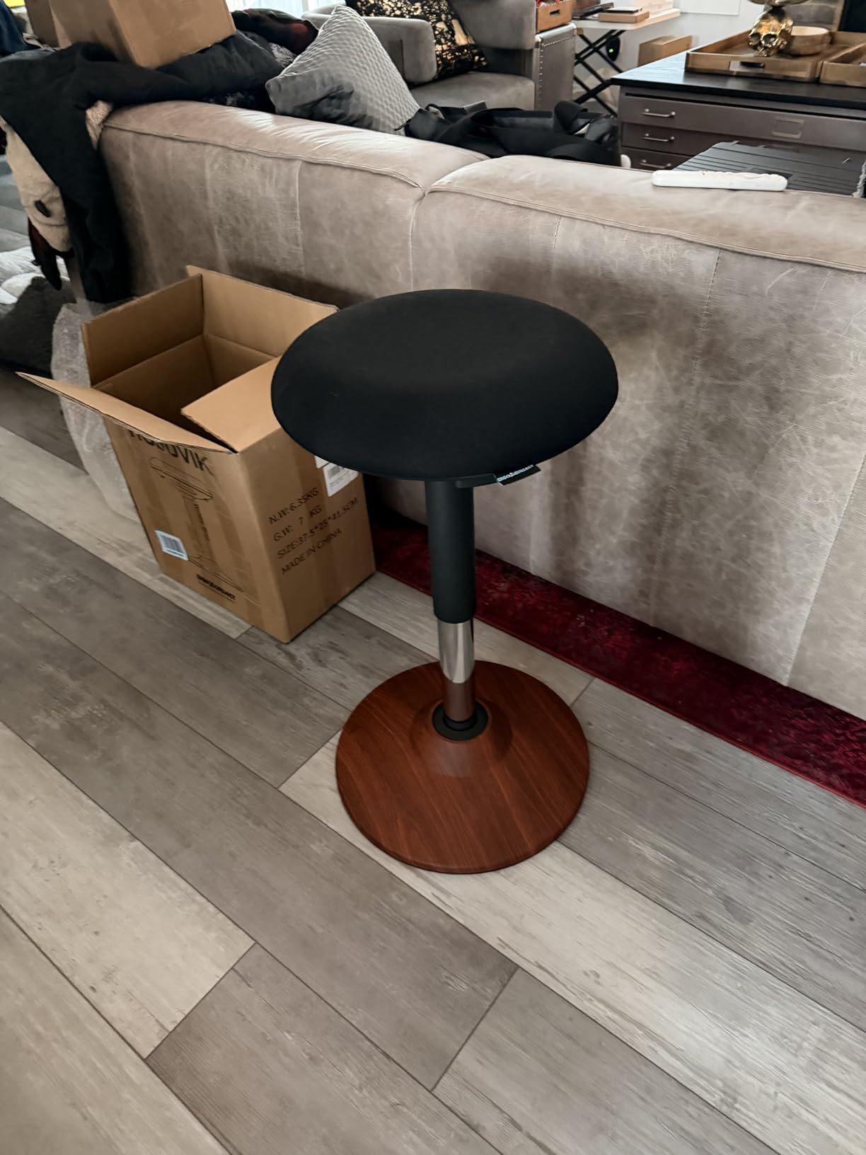 Adult Standing Wobble Stool for Home Office, Walnut customer photo 2