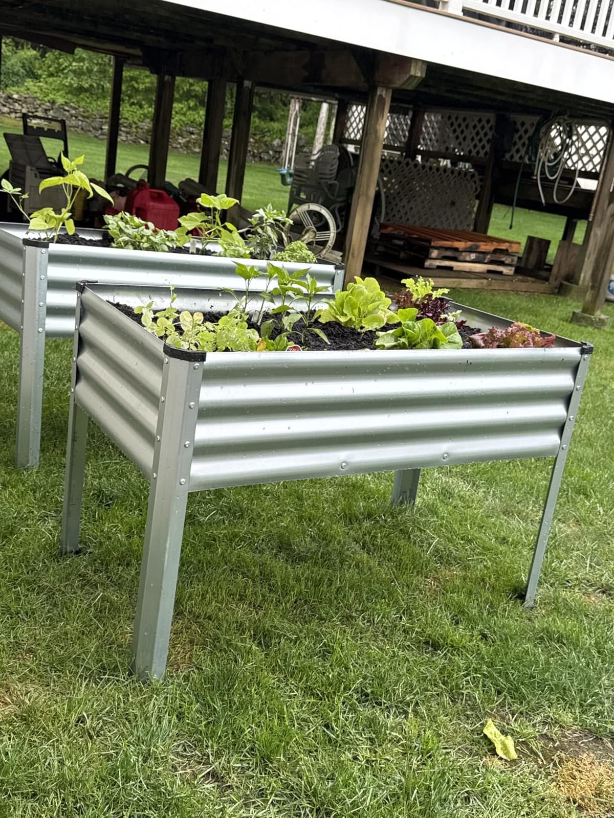 Large Galvanized Raised Garden Bed Outdoor with Legs, Load Capacity 1200LB, 48x26x30in Raised Garden Bed, for Backyard/Patio/Balcony/Gardening/Vegetables Flowers, Sliver customer photo 1