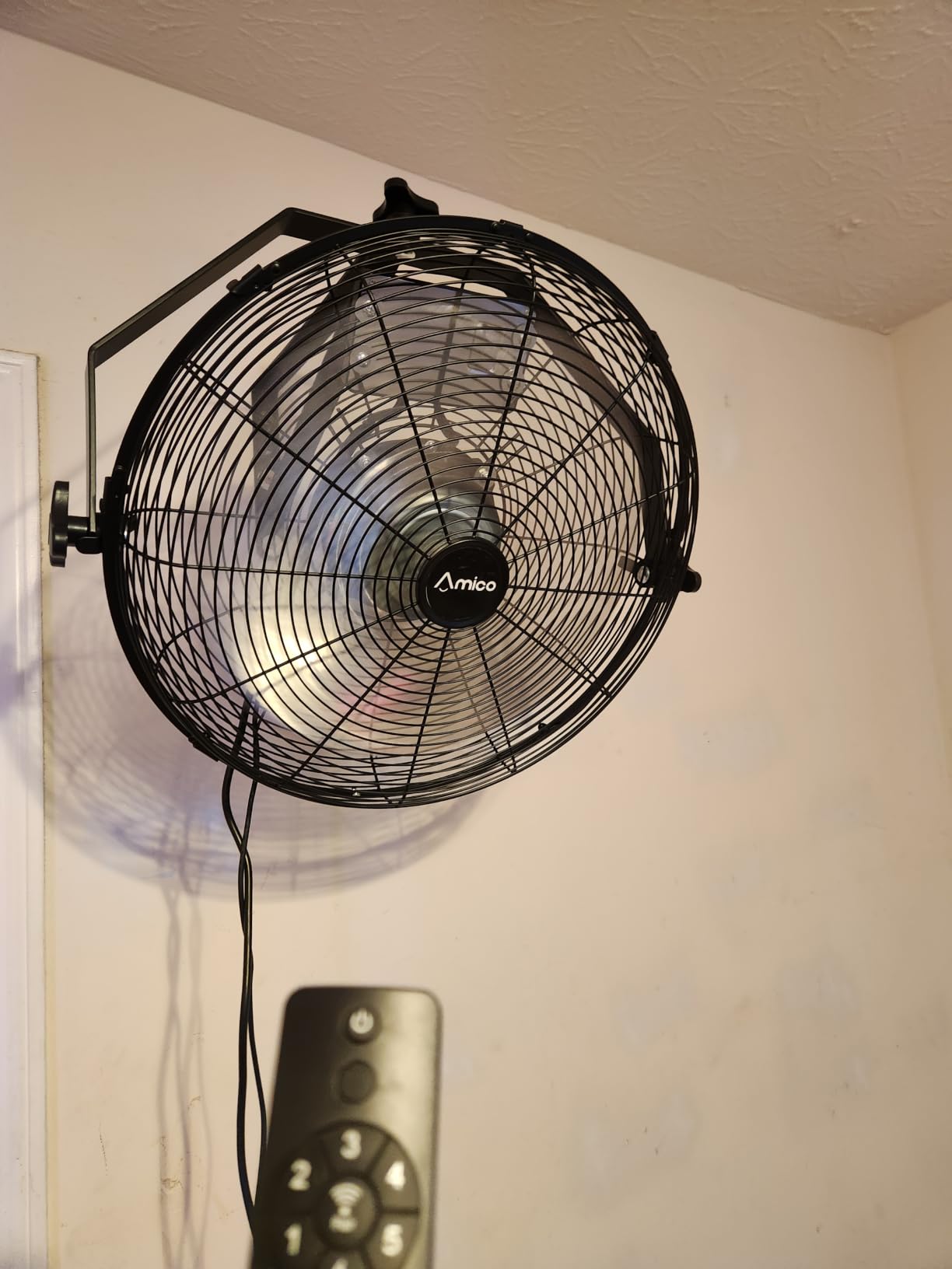 Amico 18 Inch Wall Mount Fan with Remote, Brushless DC Motor, 9-Speed | Industrial Metal Fan, High Velocity Wall Fan, 4000 CFM Commercial Fans for Garage, Greenhouse, Warehouse, Patio, Outdoor customer photo 1
