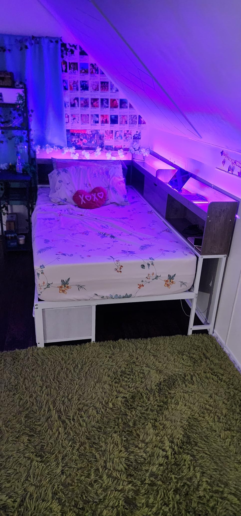 AOGLLATI Full Size Corner Bed Frame with 6 Storage Drawers and Bookcase Hidden Headboard, Full Bed Frame Metal Platform Daybed with Charging Station and LED Lights for Kids Teens, White customer photo 1