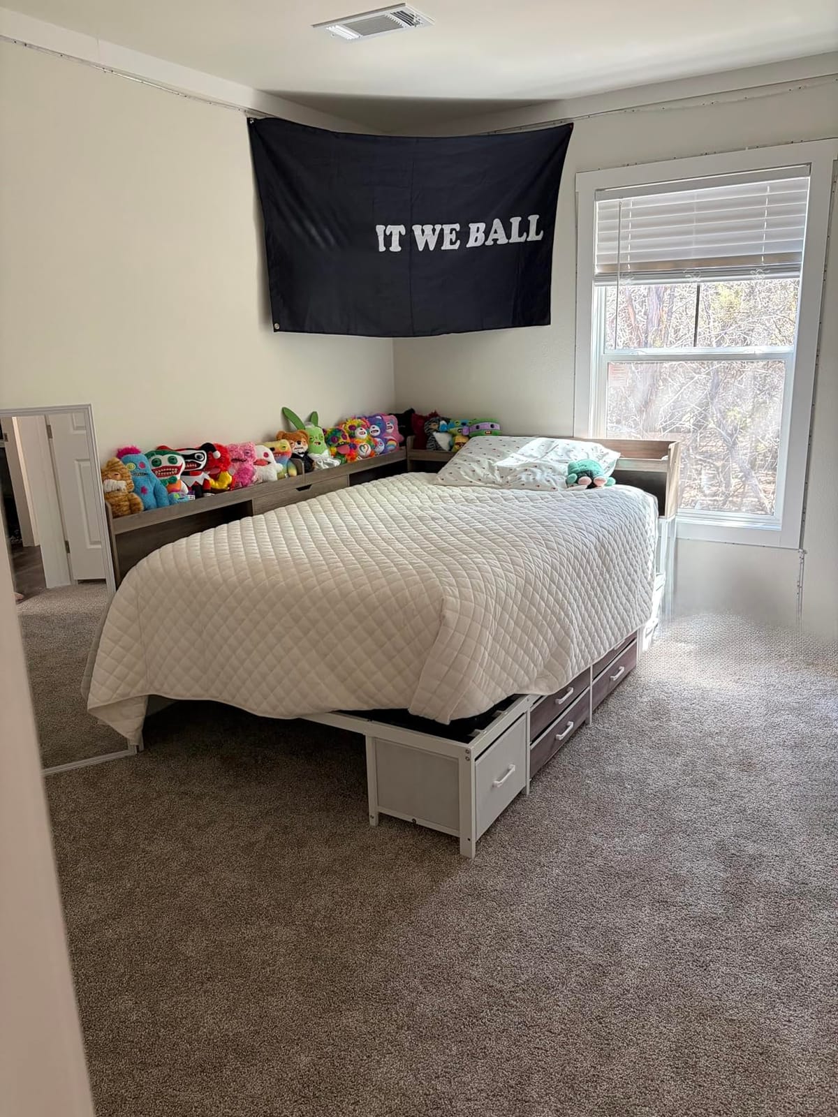 AOGLLATI Full Size Corner Bed Frame with 6 Storage Drawers and Bookcase Hidden Headboard, Full Bed Frame Metal Platform Daybed with Charging Station and LED Lights for Kids Teens, White customer photo 2
