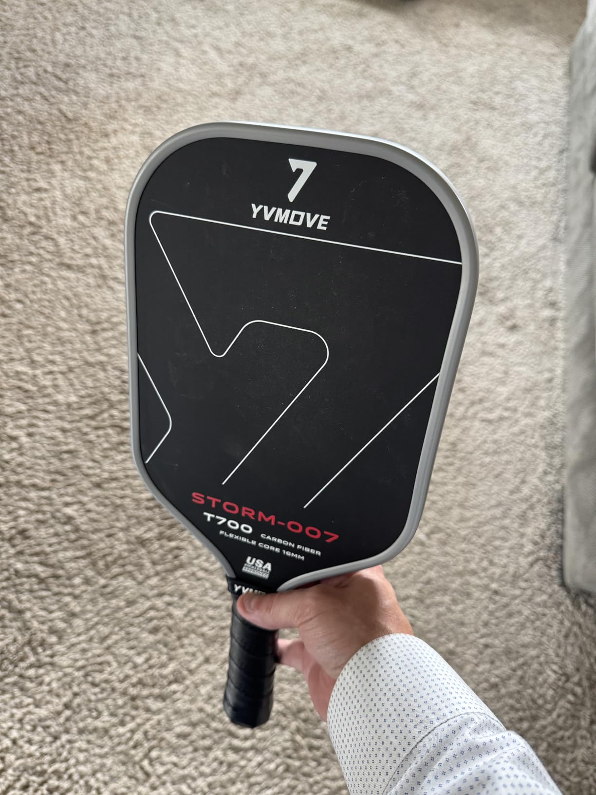 YVmove 16mm Kevlar T700 Carbon Fiber Pickleball Paddle, USAPA Approved customer photo 2