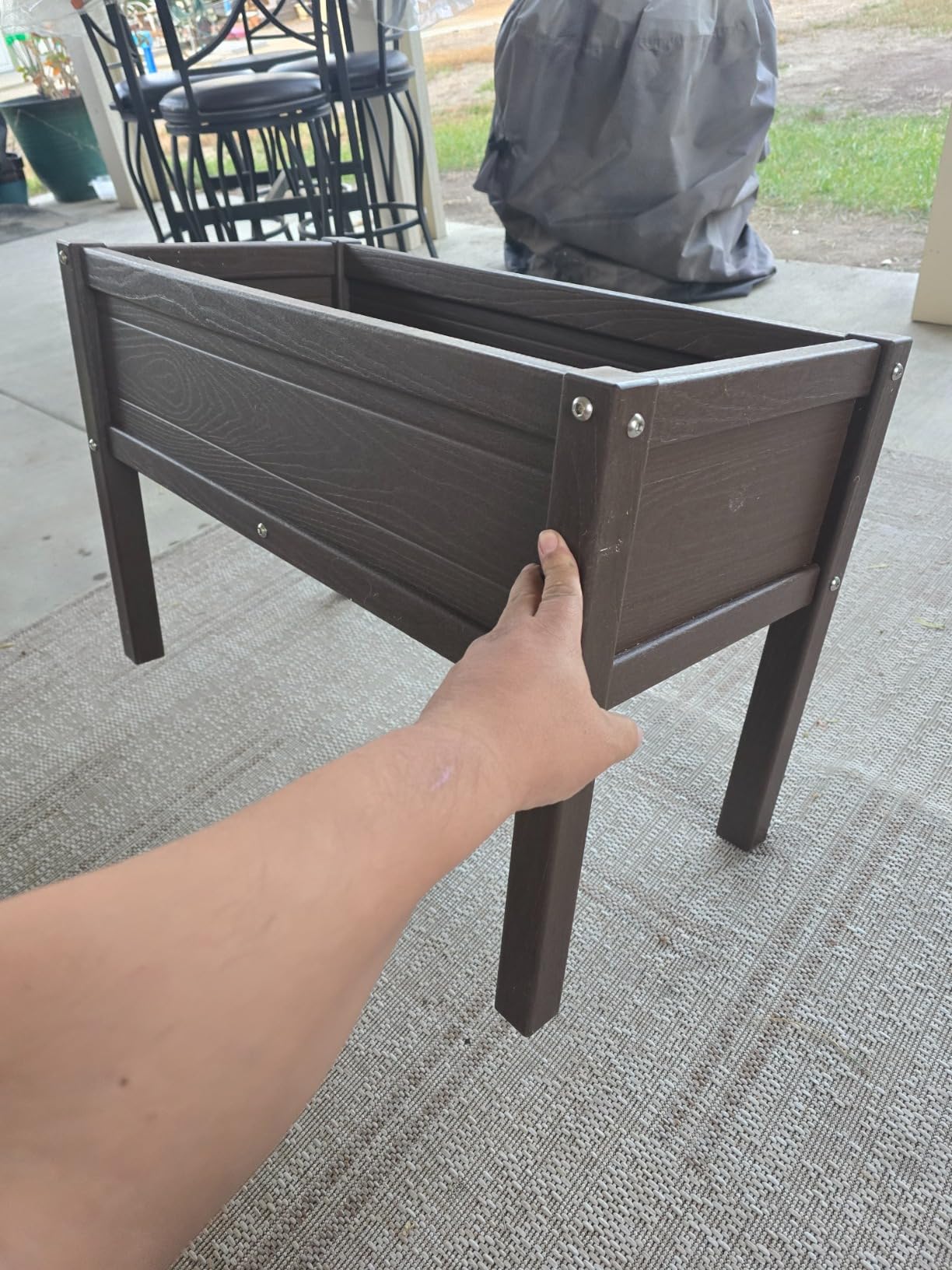 Small HDPE Raised Garden Bed, Elevated Planter Box with Legs, Outdoor All-Weather Planter Raised Beds for Seeds, Herbs, Flowers, Vegetables (Grey) customer photo 2