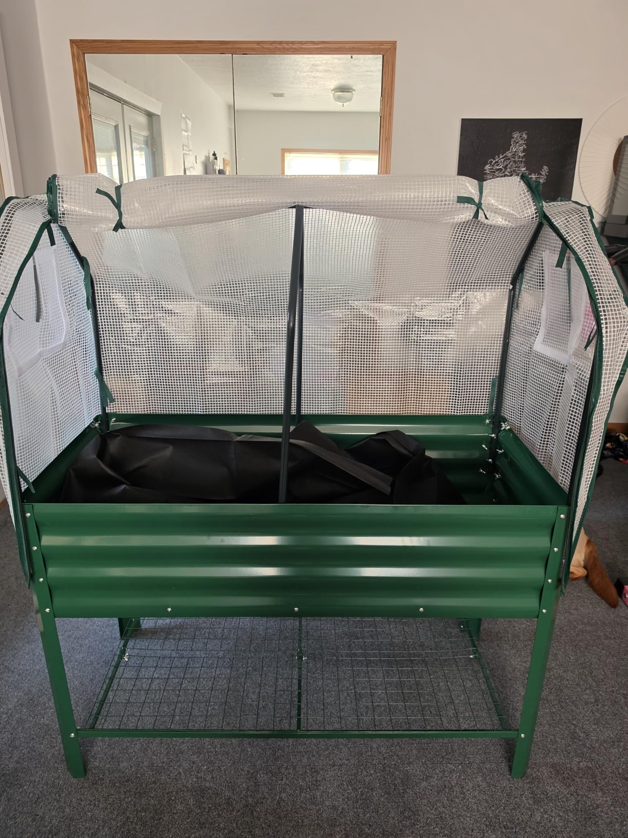 Outsunny Galvanised Raised Garden Bed with Greenhouse Cover, Dark Gray customer photo 1