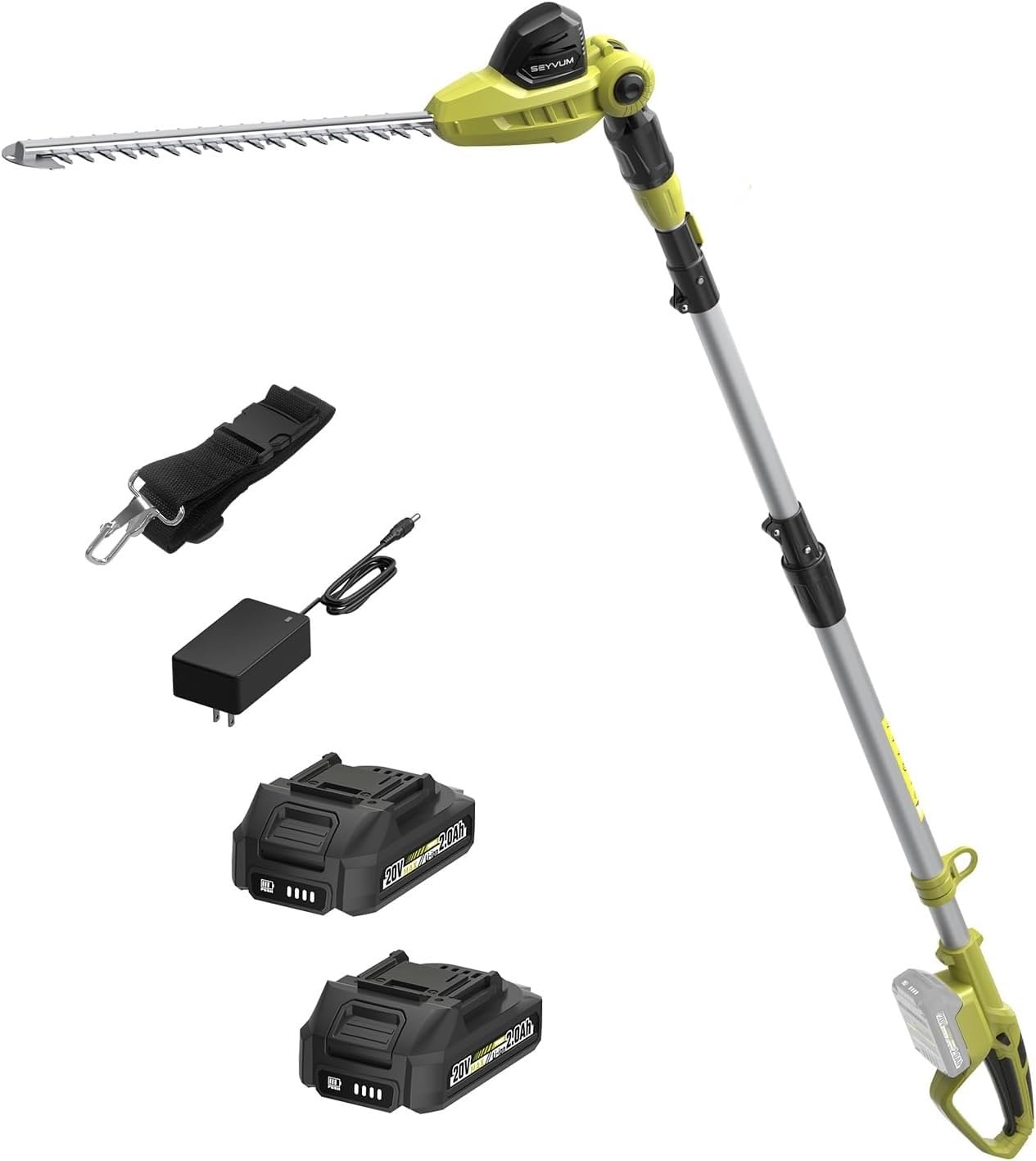 SEYVUM 20V Cordless Pole Hedge Trimmer, Bush & Shrub Cutter, 20-Inch Blade | hedge trimmer with extension pole, adjustable length, for tall hedges, shrubs, garden edges (Battery and Charger Included) customer photo 2