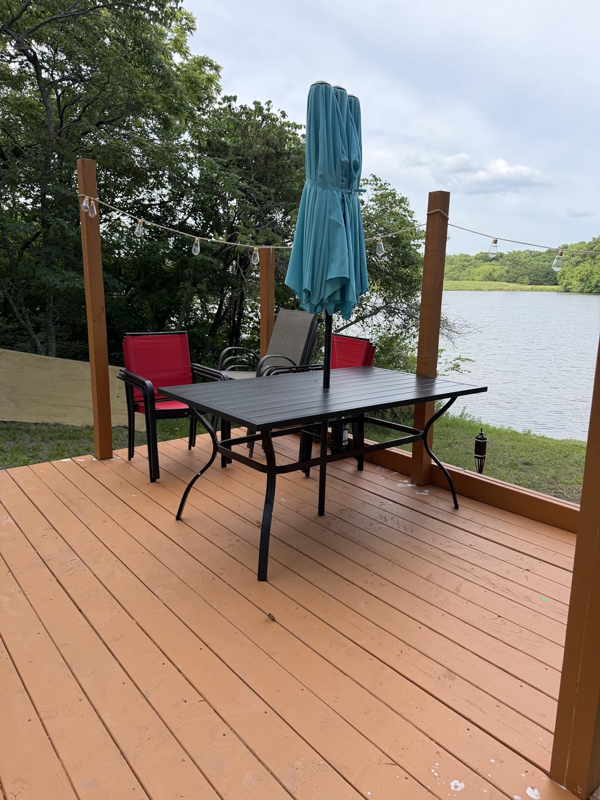 Outdoor Patio Dining Set 7 with Brown Stackable Chairs, 63