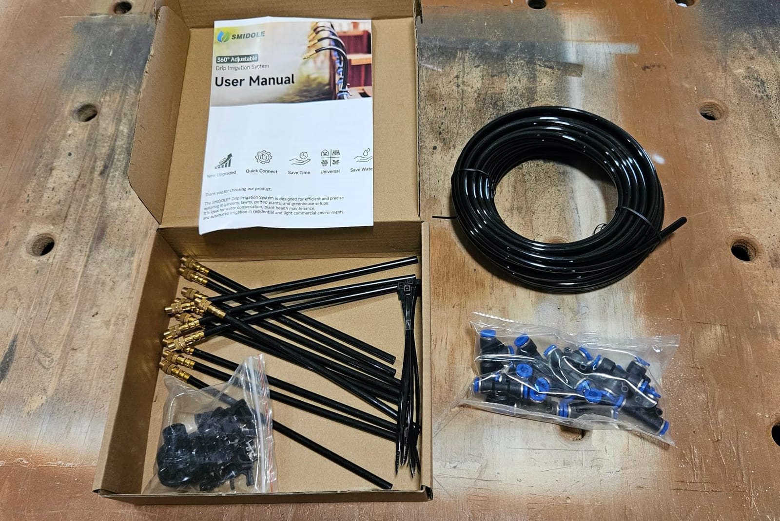 50FT Drip Irrigation Kit, 360° Adjustable Garden Watering System with 1/4