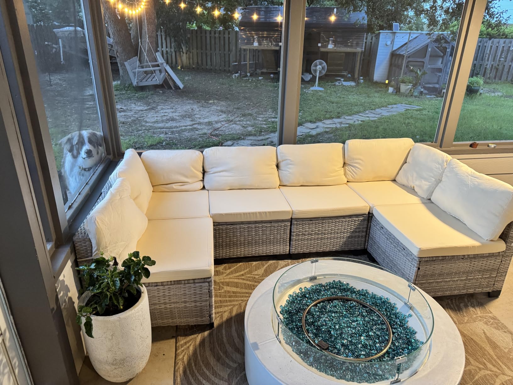 LOUVIXA 7 Piece Outdoor Patio Furniture Set, Outdoor Sectional Sofa, Wicker Rattan Patio Furniture, Patio Conversation Set with Coffee Table & Cushions customer photo 1
