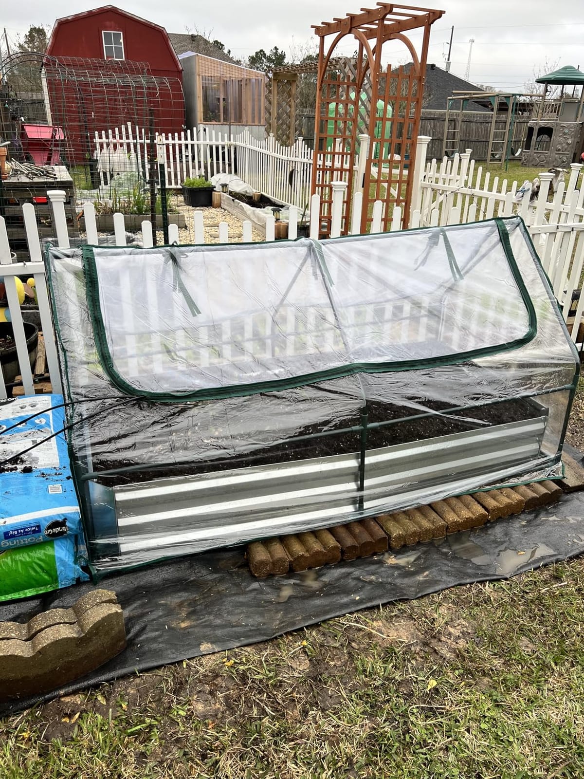 S AFSTAR Raised Garden Bed with Cover, 6FT x 3FT x 3FT Galvanized Bottomless Garden Bed with Greenhouse & Dual Roll-Up Screen Windows, Outdoor Metal Planter Box Kit with Cover (Black & Clear) customer photo 2