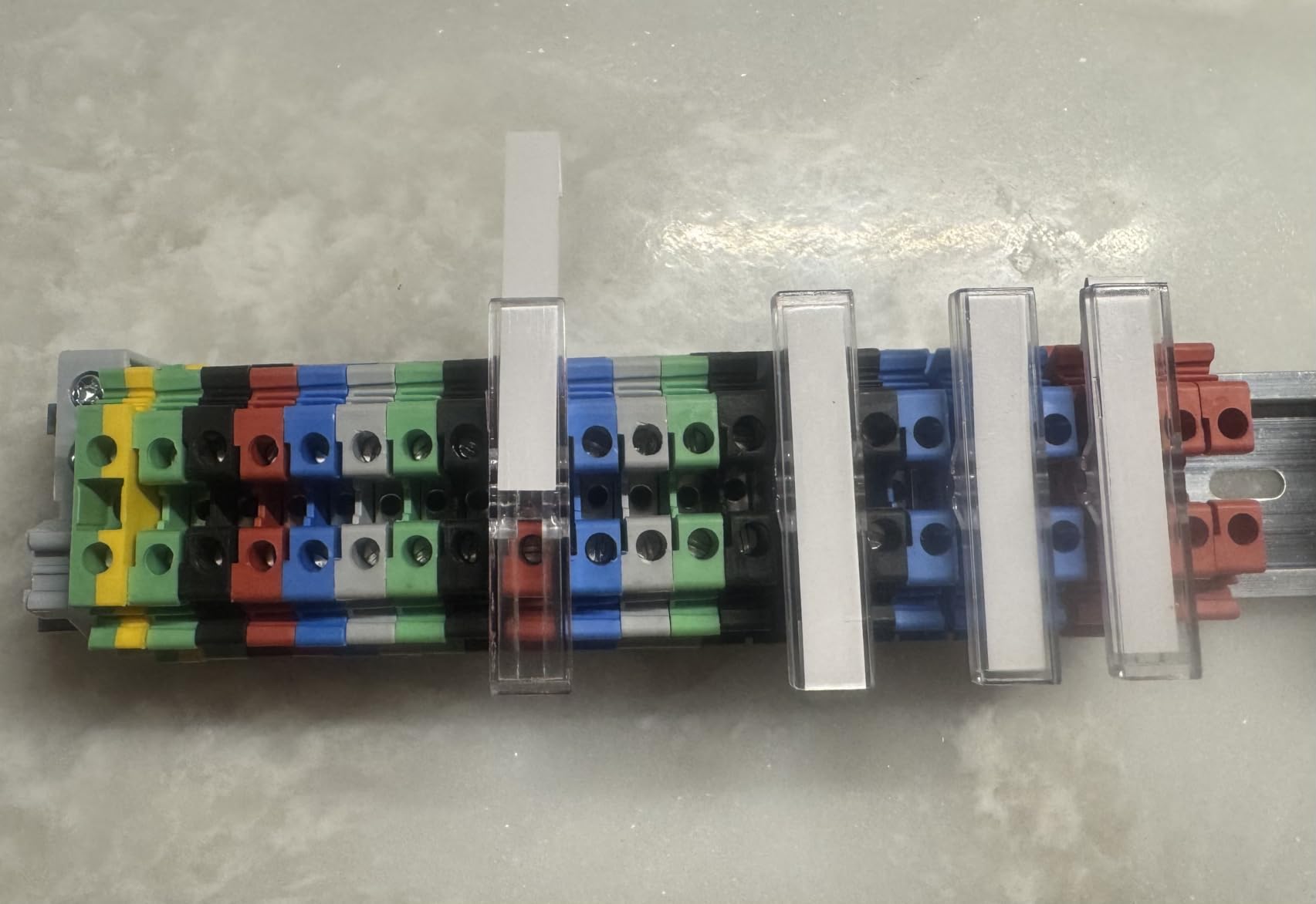 30Pcs Terminal Blocks Kit, 32A 690V Screw Terminal Block 22-14 AWG | DIN Rail Mount Universal, Electrical Wire Connectors, Aluminum Rail, End Covers & Jumpers for Control Panel, 6 Colors customer photo 2