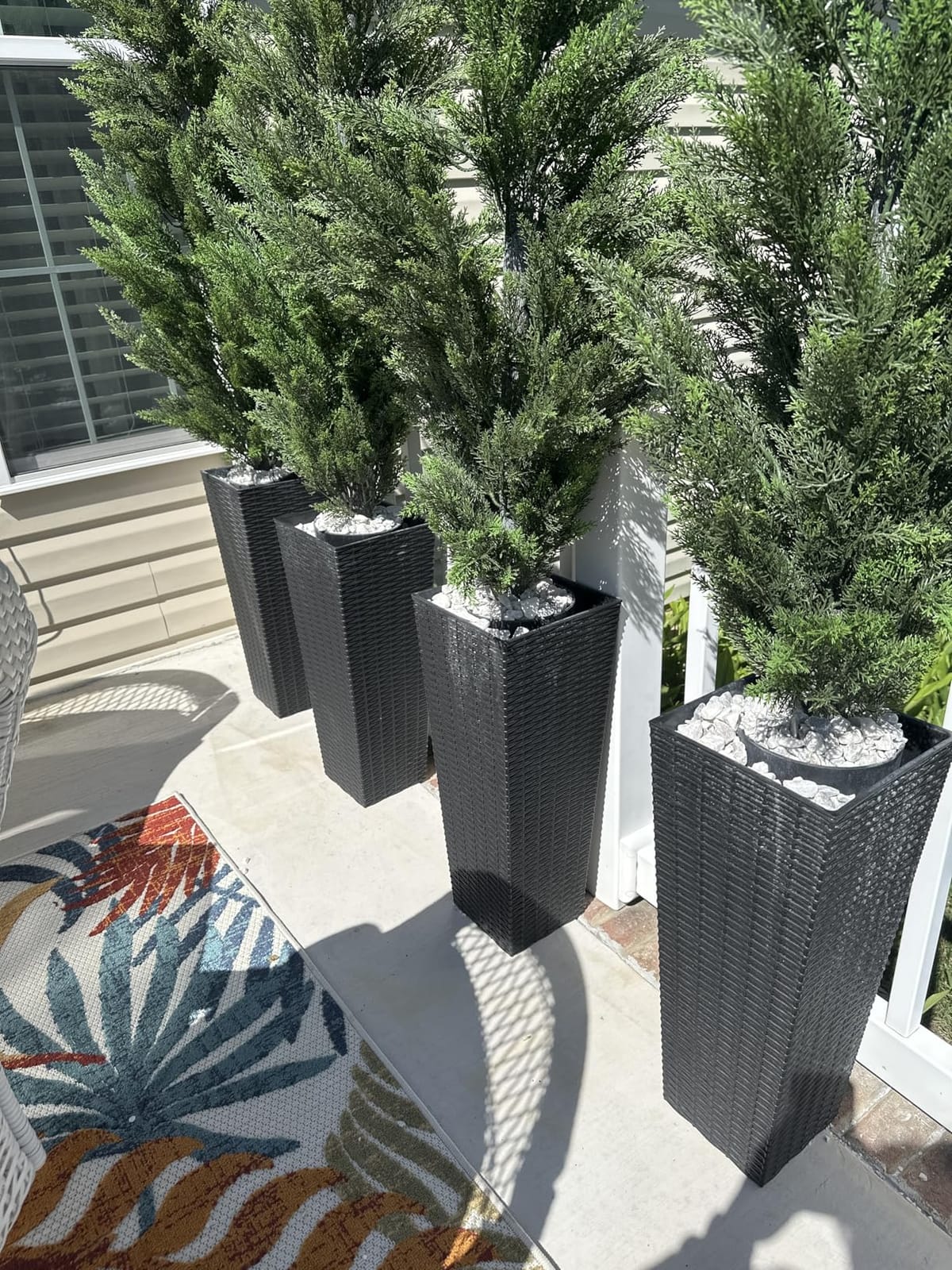 24 Inch Tall Plastic Planters (Set of 2) with Drainage Holes, Black | Detachable Inner Pot, Outdoor Decorative Flower Pots for Large Plants, Trees, Patio, and Garden customer photo 2