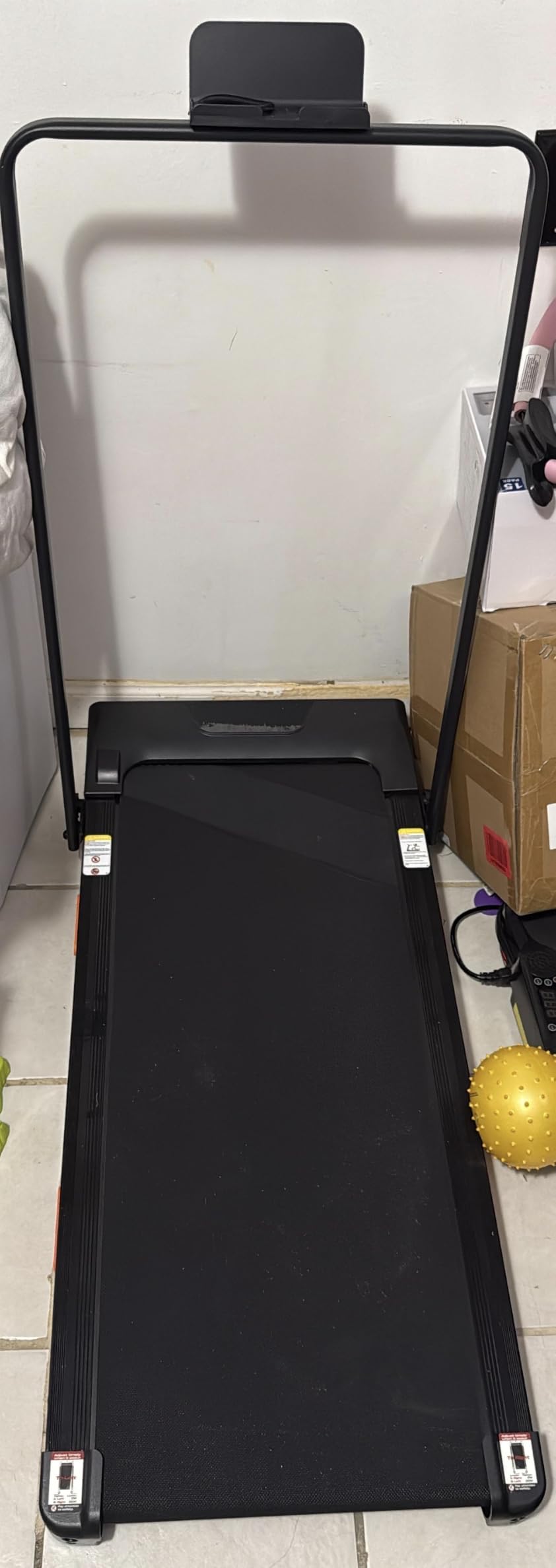 Portable Walking Pad Treadmill with Handle Bar and Incline for Home, 0.6-7.6MPH Under Desk Treadmill for Home Small, 350LBS Small Treadmills with Handles, 3.0HP Treadmills for Exercising customer photo 2