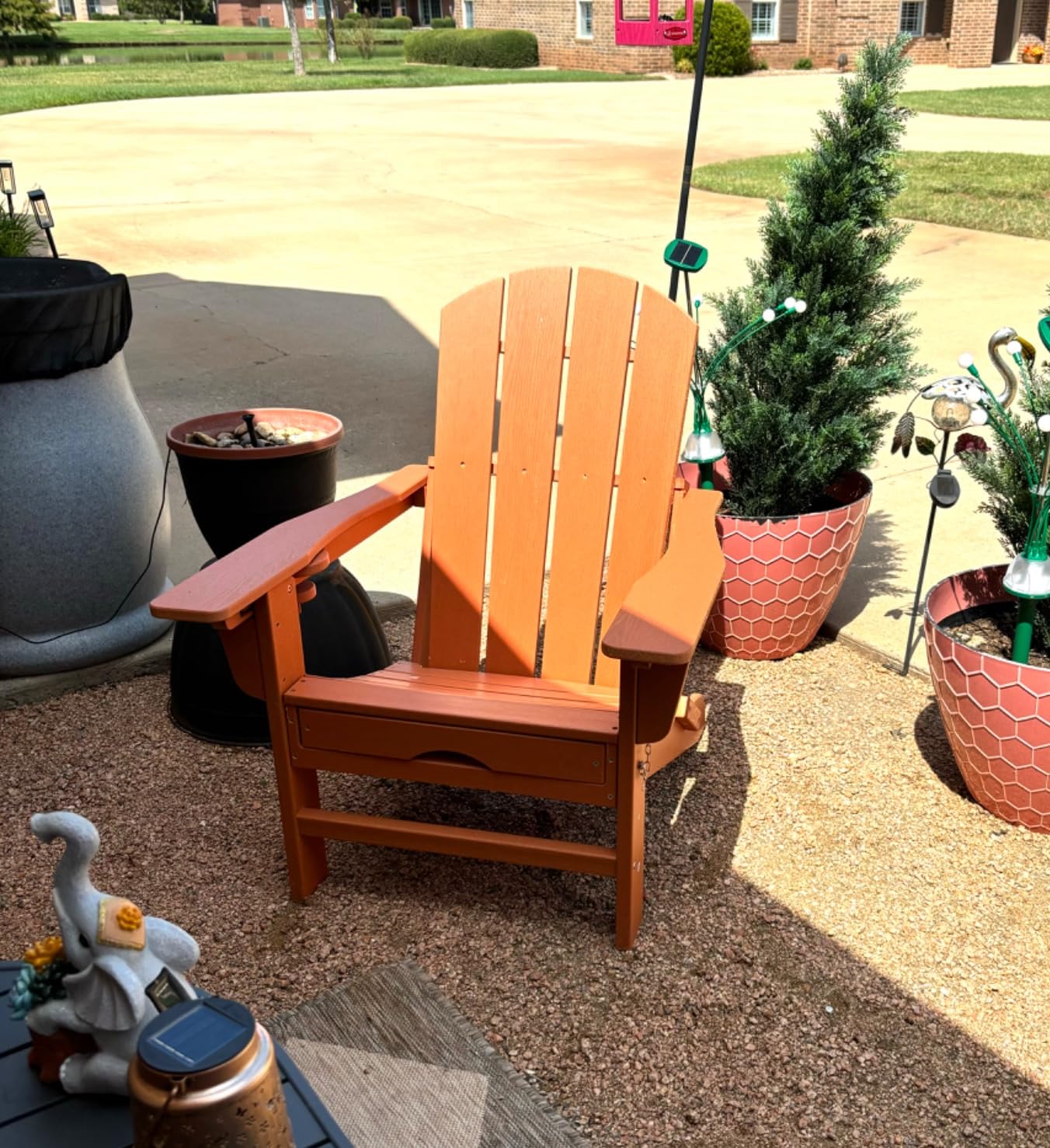 KINGYES Adjustable Folding Adirondack Chairs with Footrest & 2 Cup, HDPE Recliner Adirondack Chair with Ottoman, Grey customer photo 1