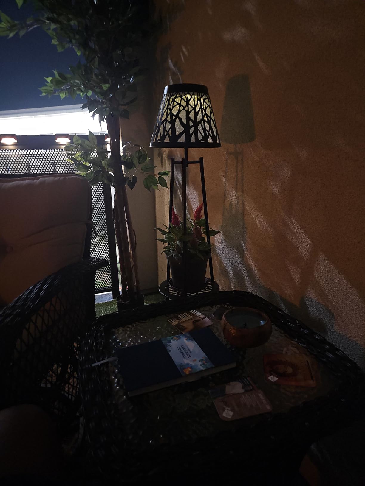 VISFLAIR Solar Outdoor Floor Lamp, Waterproof Arc Standing Light with Heavy Metal Base for Patio, Modern Exterior Tall Light with Shade & Vintage Edison Bulb for Deck, Porch, Garden, Balcony Decor customer photo 1