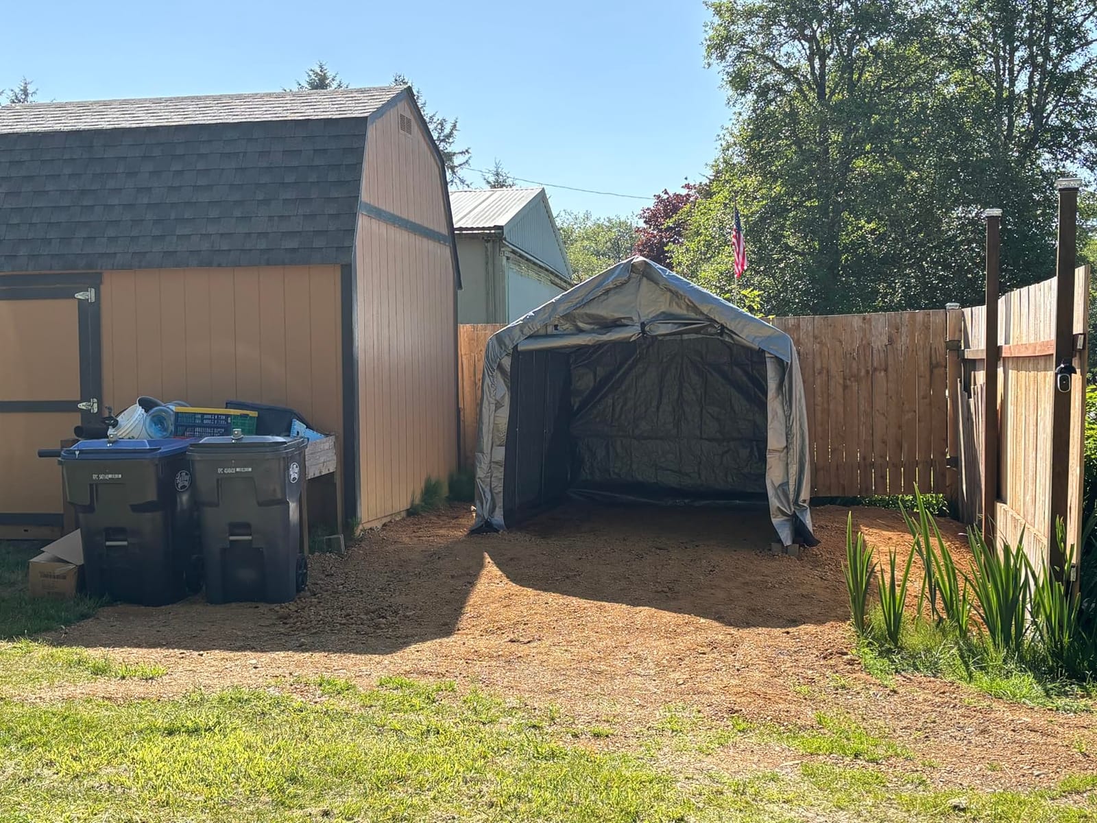 VINGLI 8x8 FT Outdoor Portable Storage Shed, Heavy Duty Bike Tent with Roll-up Zipper Door, Waterproof and UV Resistant Carport for Motorcycle, Garden Tools and Firewood, Gray customer photo 1