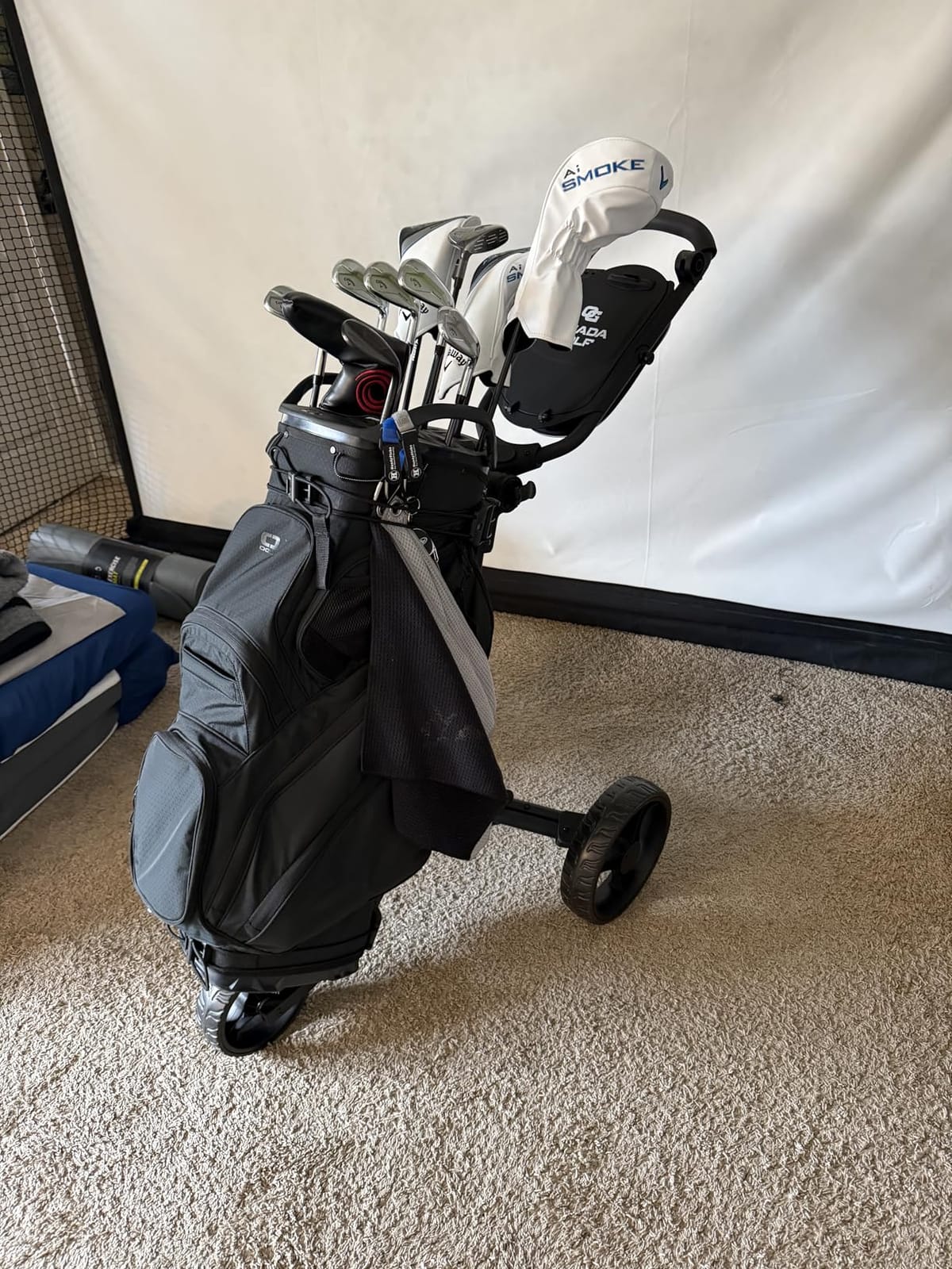 OMADA GOLF T2Lite Golf Push Cart | Lightweight, Ultra-Compact Folding Golf Cart | Large All Terrain Wheels | Umbrella Holder Included | Deep Storage Console | Adjustable Handle, Handbrake + Cup Holder customer photo 1