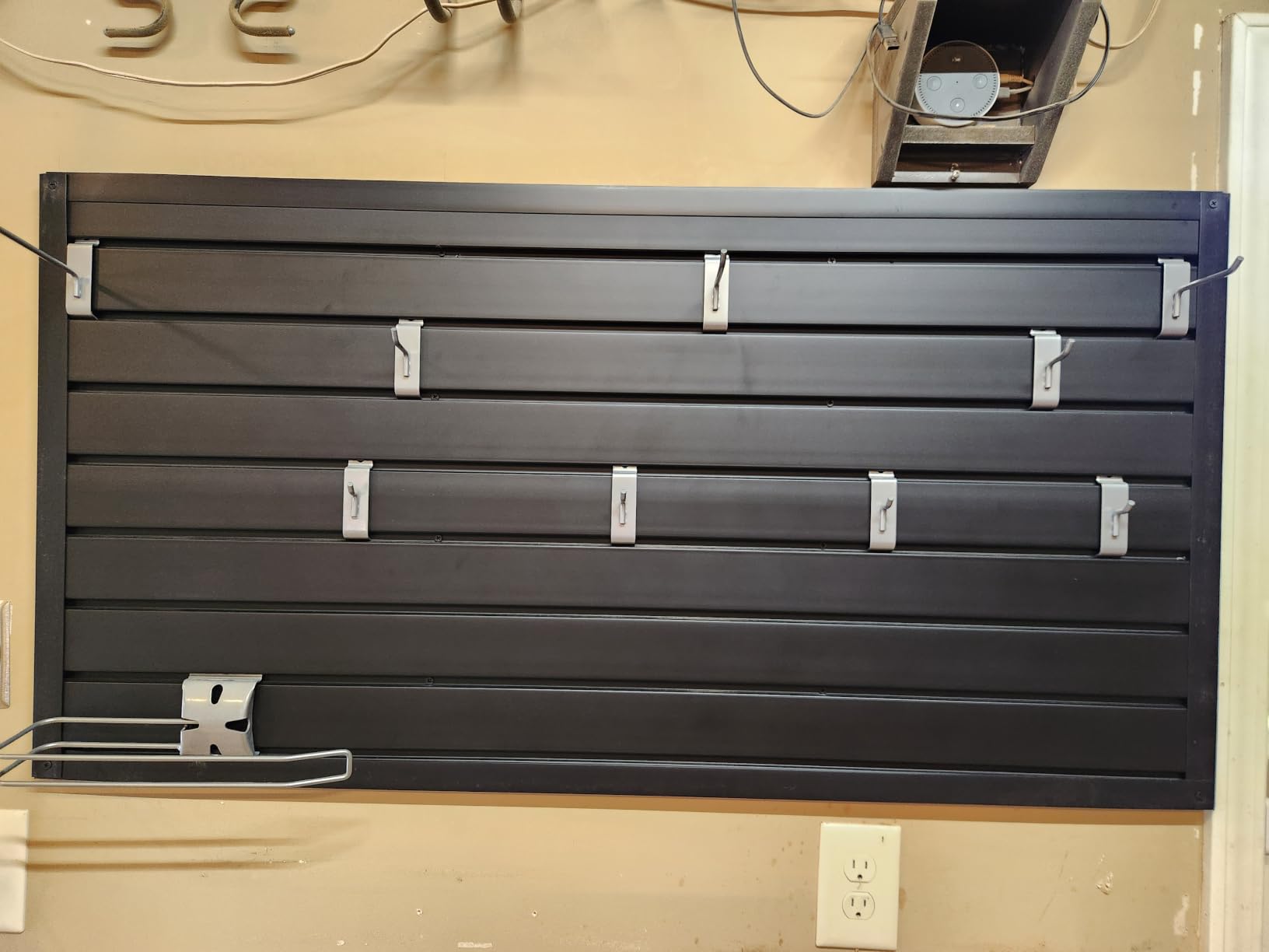 PVC Slat Wall Paneling 4x8 ft, Black Slatwall Panel for Storage | Garage Organization Storage System, Garage Wall Organizer, Waterproof Slat Board for Bathroom, Laundry Room, Garden Tool customer photo 1