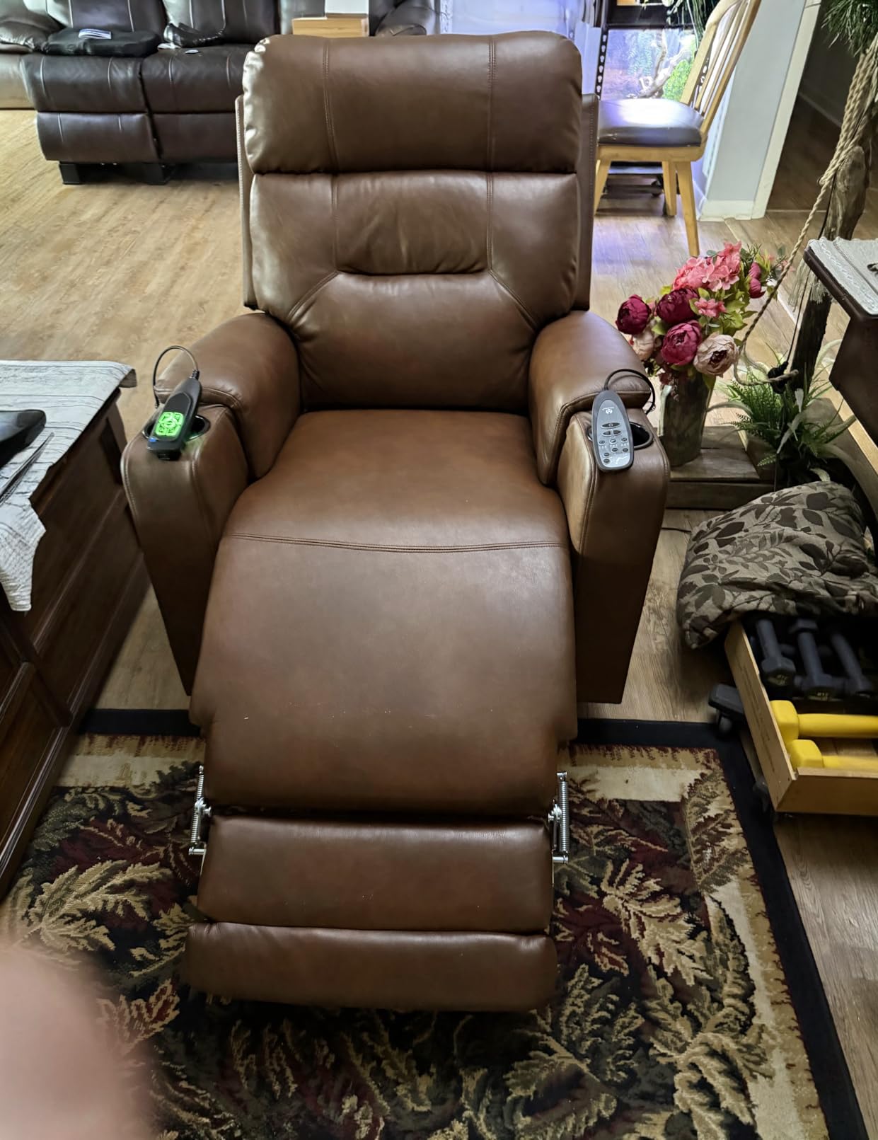 MCombo Lift Chair for Tall Man 6'6'', Dual Motor Power Lift Recliner Chair for Elderly, Lay Flat for Sleeping, Heat and Massage, USB & Type C, Faux Leather 7755 (Dark Brown) customer photo 1