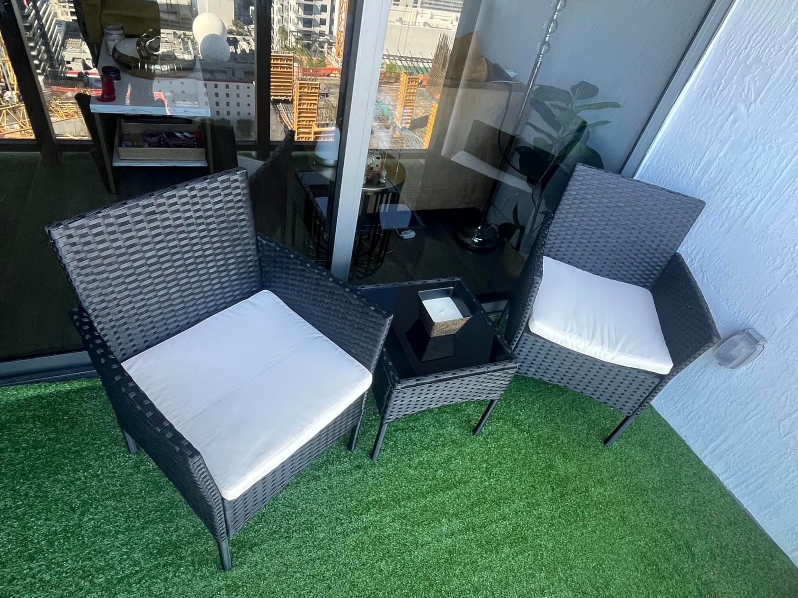 DUMOS Patio Furniture Set 3-Piece, Outdoor Wicker Bistro Set, Black | All-Weather Rattan Chairs, Removable Cushions, Tempered Glass Table, Small Conversation For Porch Balcony Lawn Backyard customer photo 2