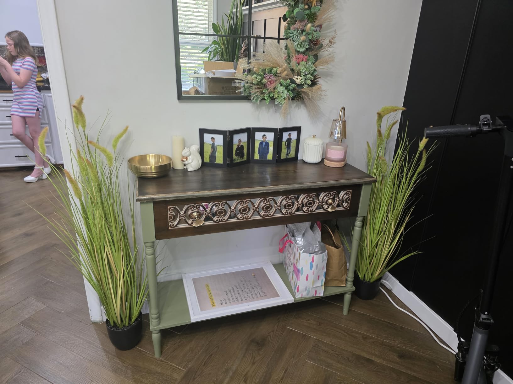 KOL 2 PCS 3FT Artificial Foxtail Grass Plant Faux Greenery for Indoor Décor | Realistic Gradient Color; Artificial Ornamental Grass; Full & Lush Look; UV Resistant; Outdoor Use; Entryway & Garden Accent customer photo 1