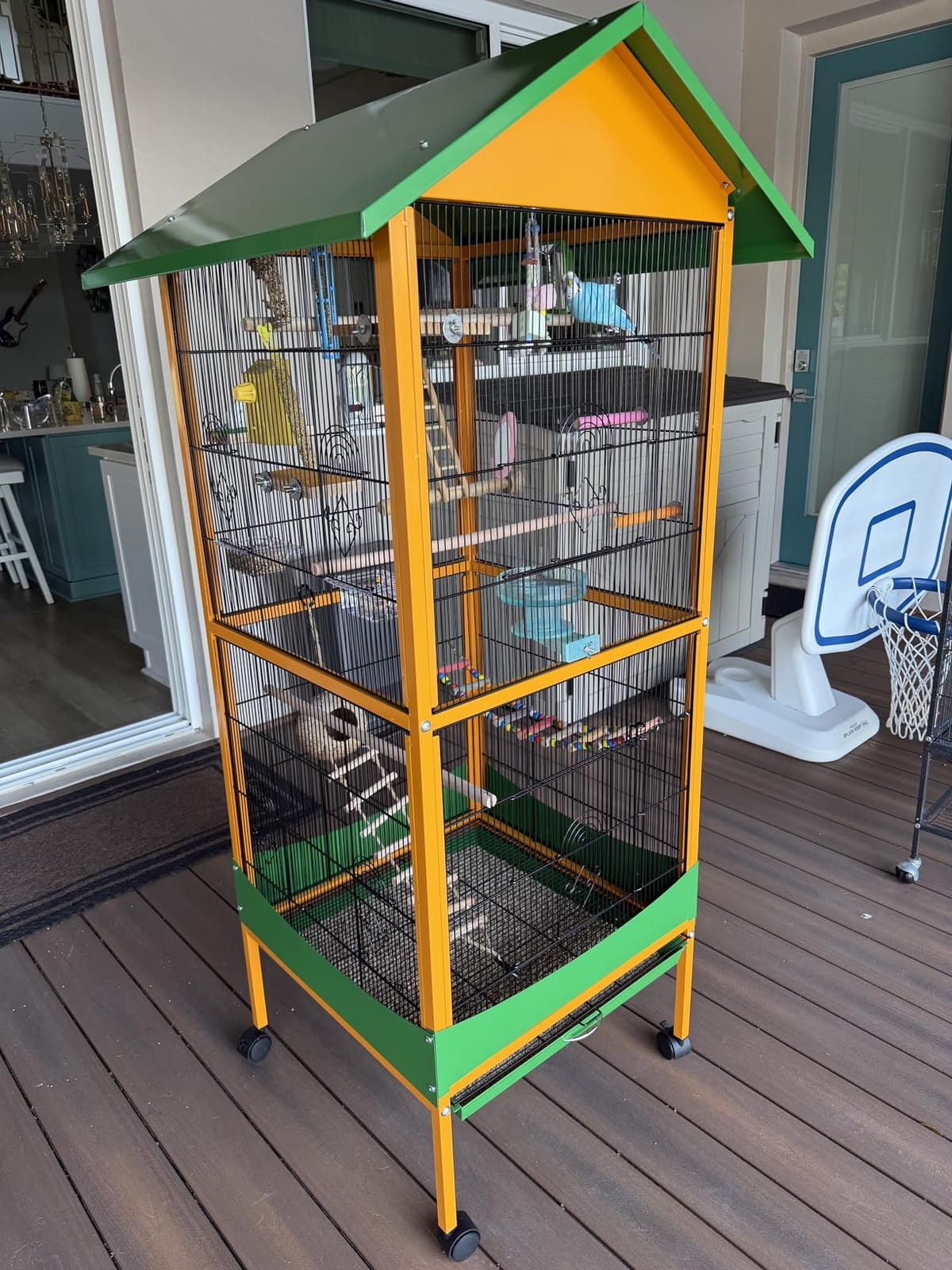 Garvee Bird Cage, 66''H Extra Large Bird Cage, w/Removeble Tray, Waterproof Roof, Easy to Clean, Lockable Caster, Indoor & Outdoor Application for Conure, Macaw, Budgie, Cockatiel, Lovebirds, Parakeet customer photo 1
