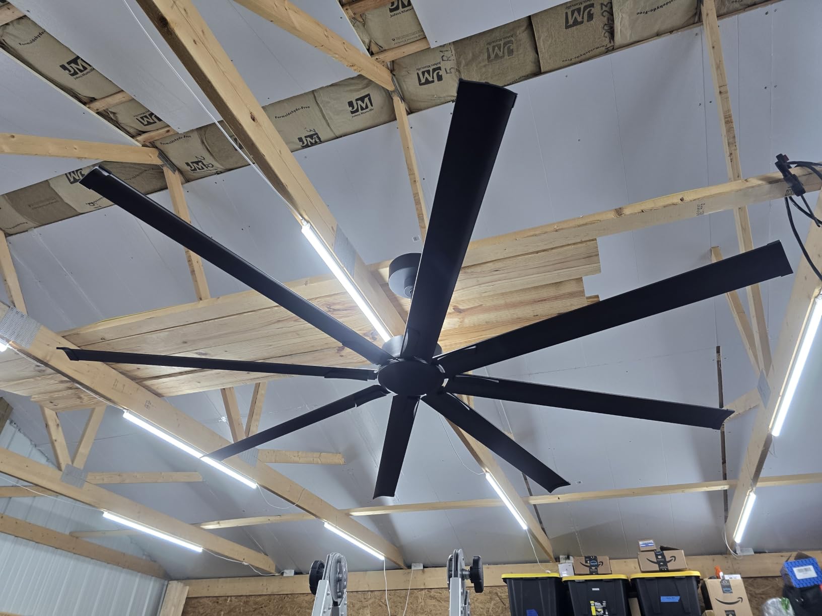 96 Inch Industrial Ceiling Fan No Light, Large Shop Fan with 8 Aluminum Blades, Quiet Reversible DC Motor, 6 Speed Remote Control, 3 Downrods, Silver Outdoor Ceiling Fans for Patios, Garage, Gym, Warehouse customer photo 1