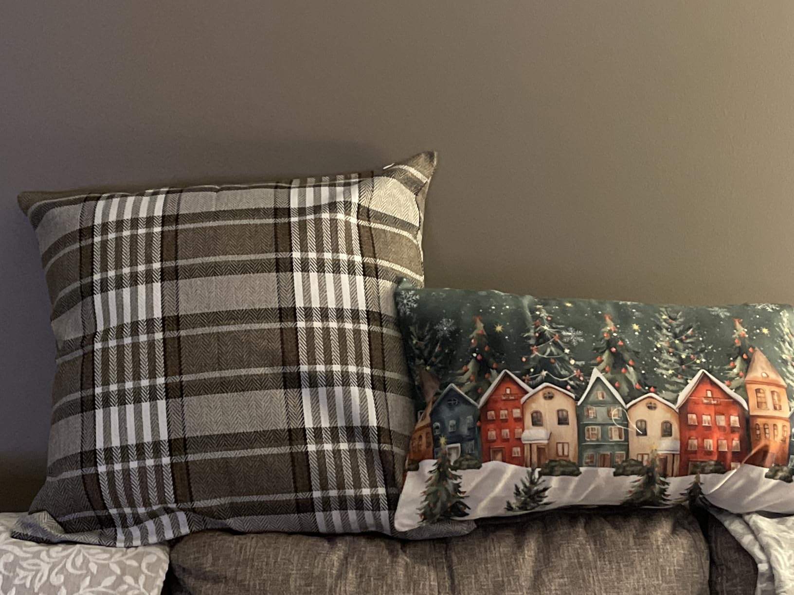 Brown Plaid Long Decorative Lumbar Body Pillow Cover 14x36 for Couch Bed customer photo 1